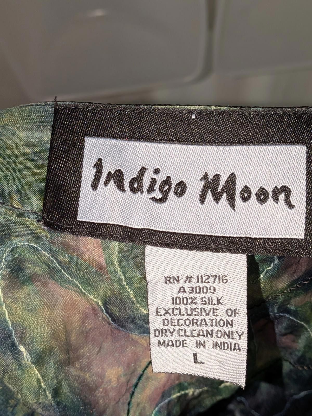 Designer Indigo Moon Silk Sheer Textured Embroidered Tie Dye Jacket Size L / US 10 / IT 46 - 9 Thumbnail
