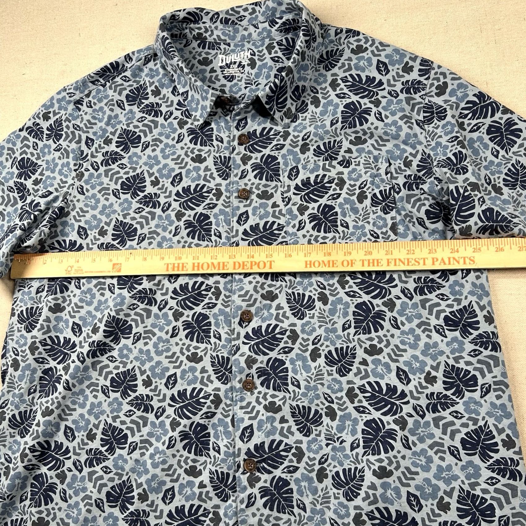 Vintage Duluth Trading Shirt Mens 2XL Floral Camp Button-Up Short Sleeve Knit Cotton Blue Hawaiian Aloha Vintage: No Size US XXL / EU 58 / 5 - 7 Thumbnail