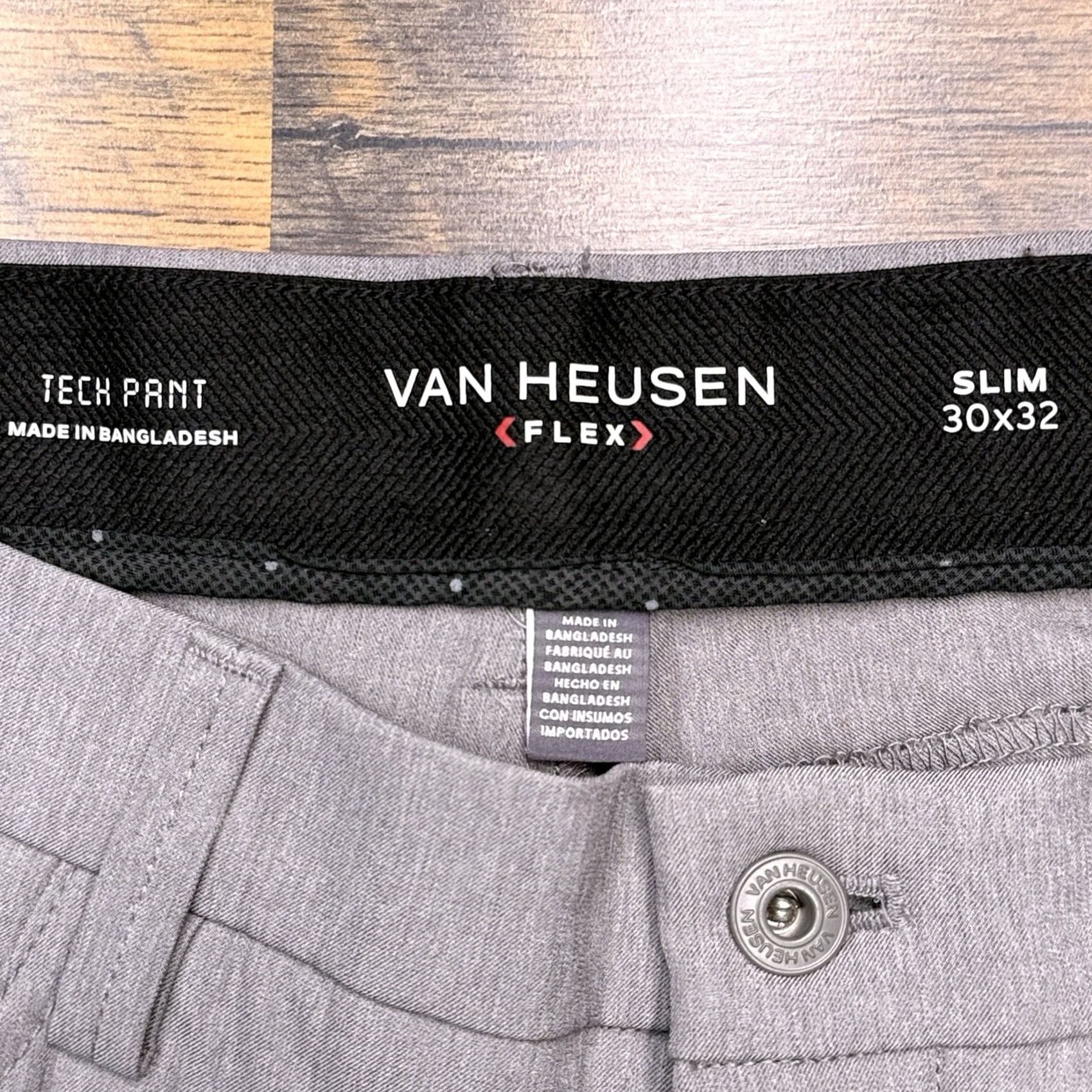 Van Heusen Van Heusen Pants Mens 30x32 Gray Slim Stretch Flat Front 5-Pocket Chino Workwear Casual Dress Size US 30 / EU 46 - 2 Thumbnail