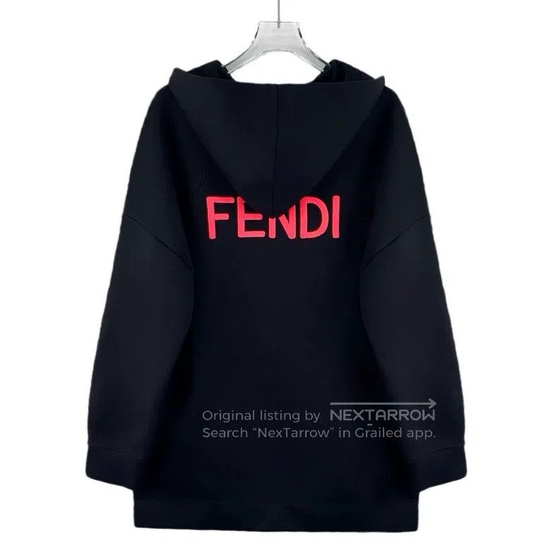Fendi Fendi Black Karl Lagerfeld Embroidery Hooded Drawstring Lo Size S / US 4 / IT 40 - 2 Thumbnail