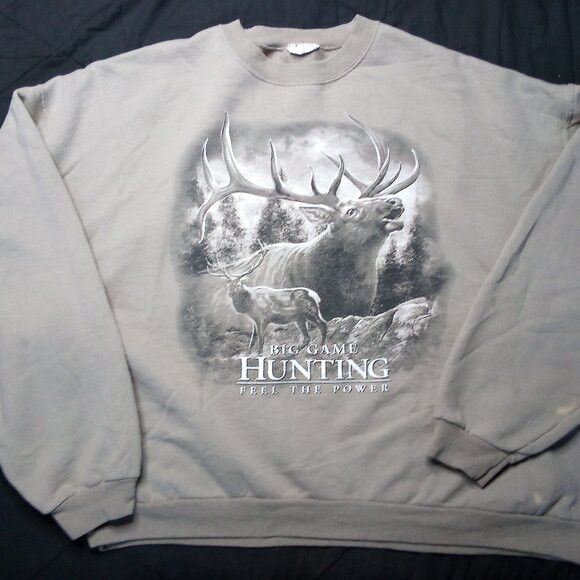 Vintage Vintage Big Game Hunting Feel The Power Crewneck Sweatshirt Size US XXL / EU 58 / 5 - 2 Thumbnail