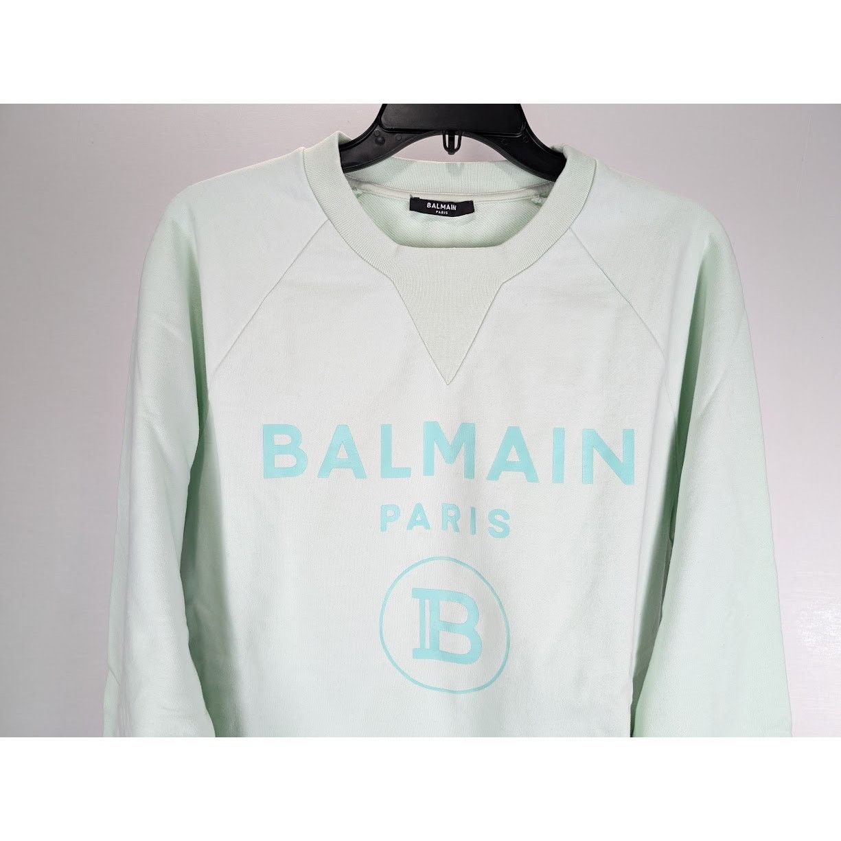 Balmain o1rshd1 Crewneck With B Logo in Light Mint Green Size US M / EU 48-50 / 2 - 5 Thumbnail