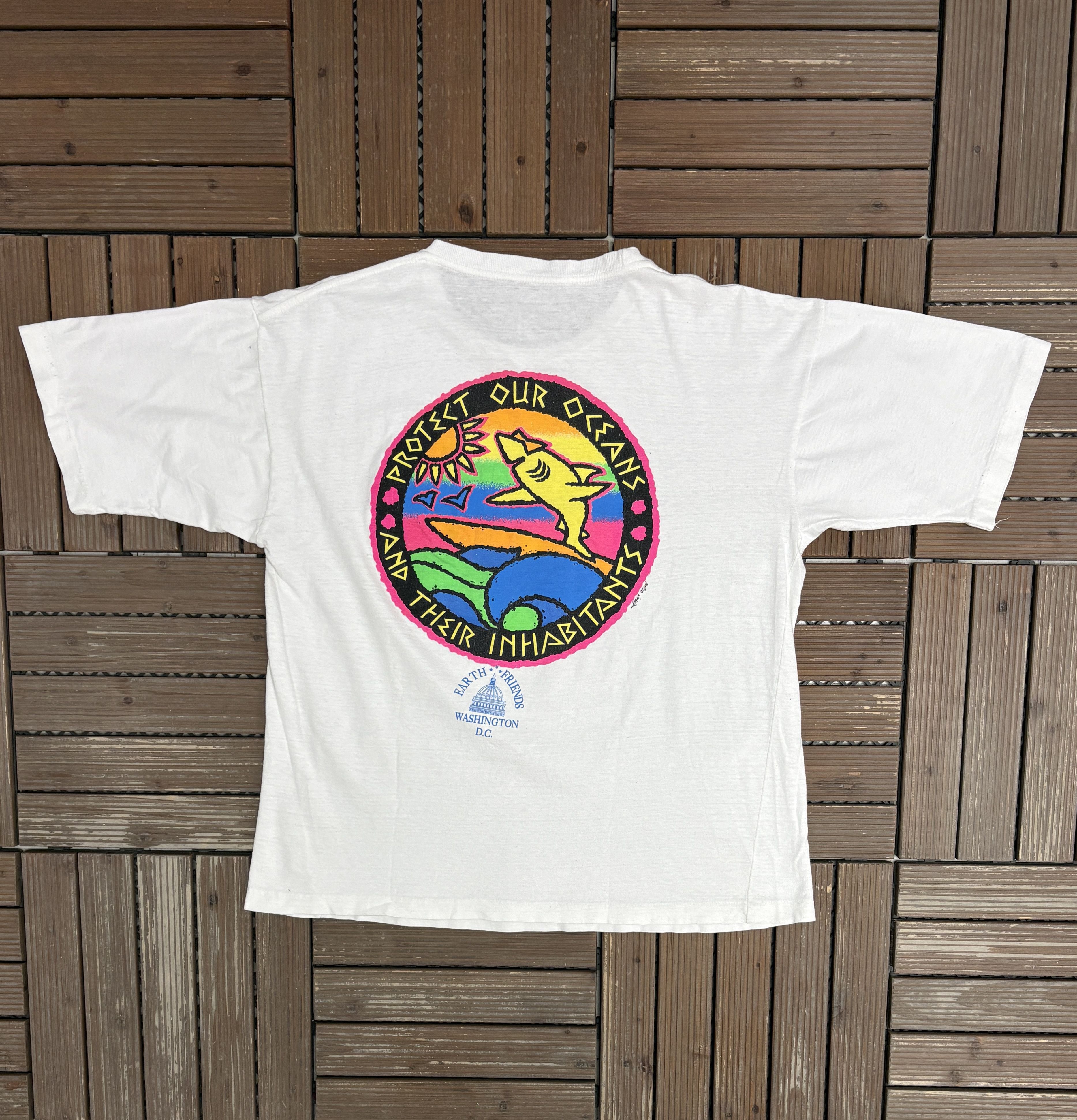 Vintage Protect Our Oceans Vintage White T-Shirt Tee Size US M / EU 48-50 / 2 - 4 Thumbnail