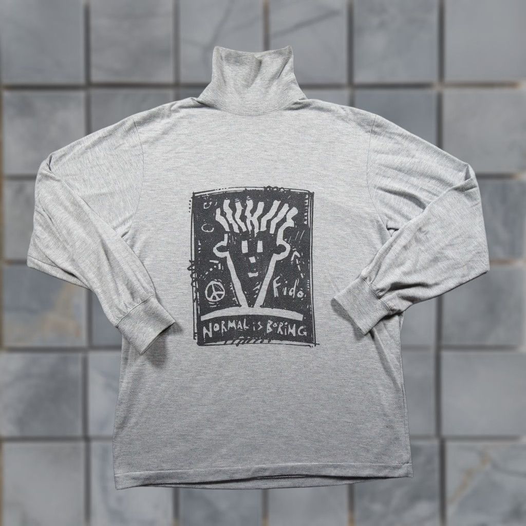 Vintage VINTAGE Fido Dido Shirt Mens Medium Gray Turtleneck Long Sleeve 80s 90s Tee Size US M / EU 48-50 / 2 - 1 Thumbnail