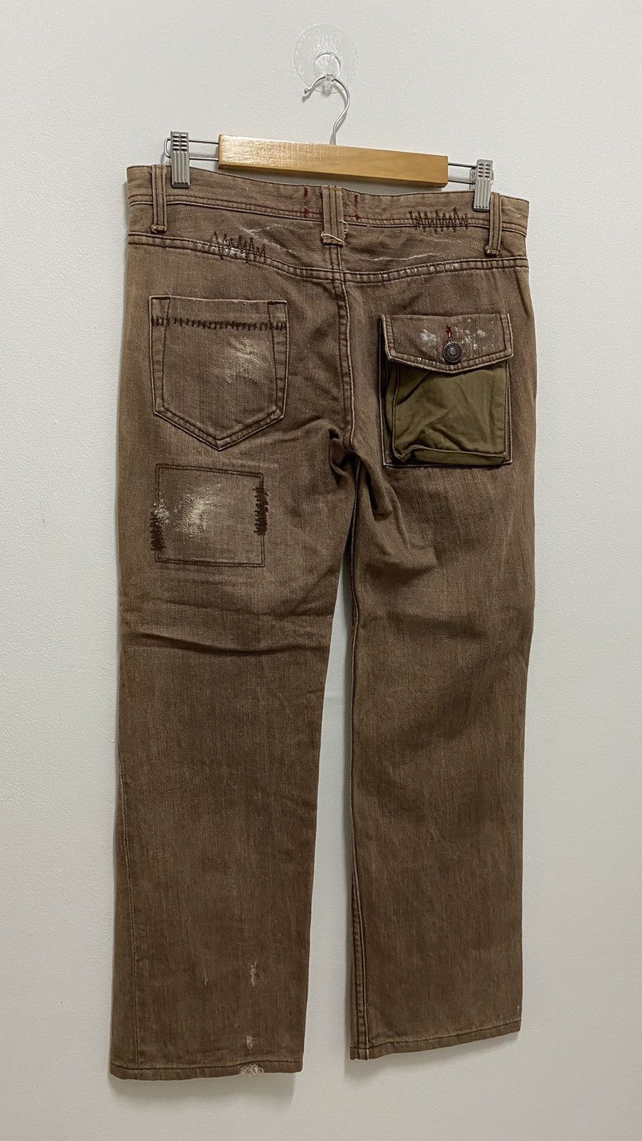 If Six Was Nine × Japanese Brand × Tornado Mart Distressed Denim Patchwork Chocolate Denim Jeans Size US 31 - 5 Thumbnail