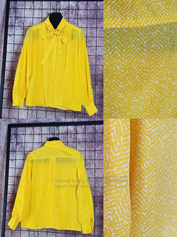Dior Dior Yellow Silk Patterned Long Sleeve Shirt . Size S / US 4 / IT 40 - 2 Thumbnail