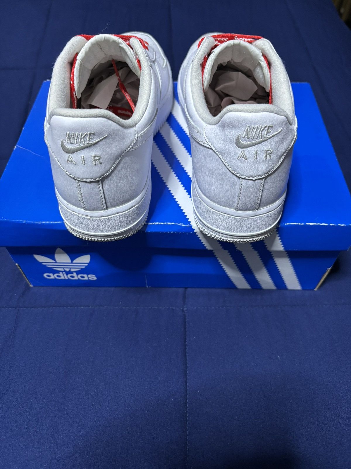 Nike Supreme x Air Force 1 Low Box Logo White 2020 Size 8 Size US 8 / EU 41 - 4 Thumbnail