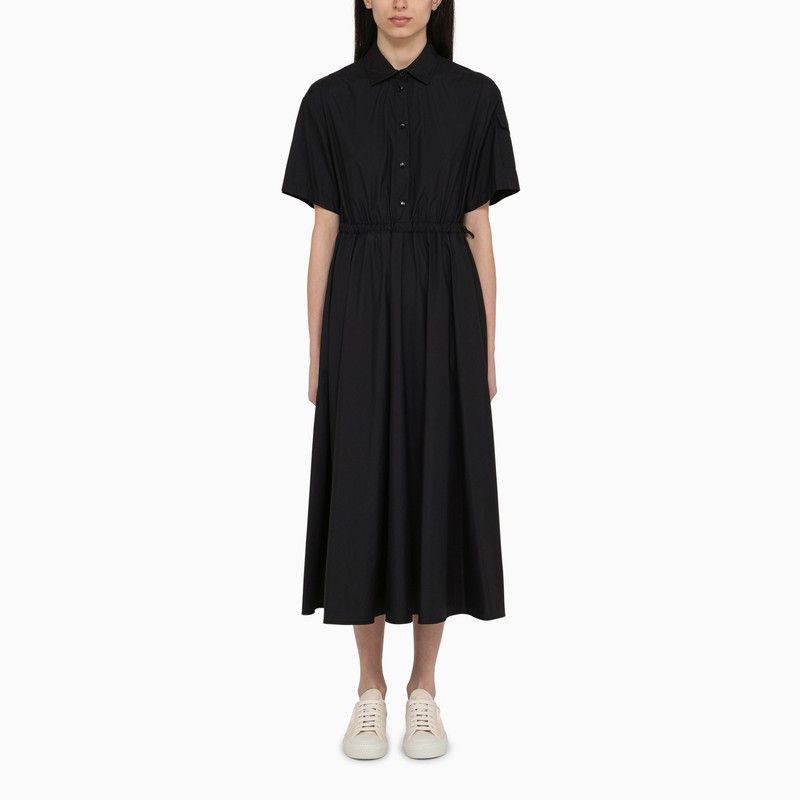 image of Moncler Black Nylon Midi Chemisier Dress, Women's (Size Small)