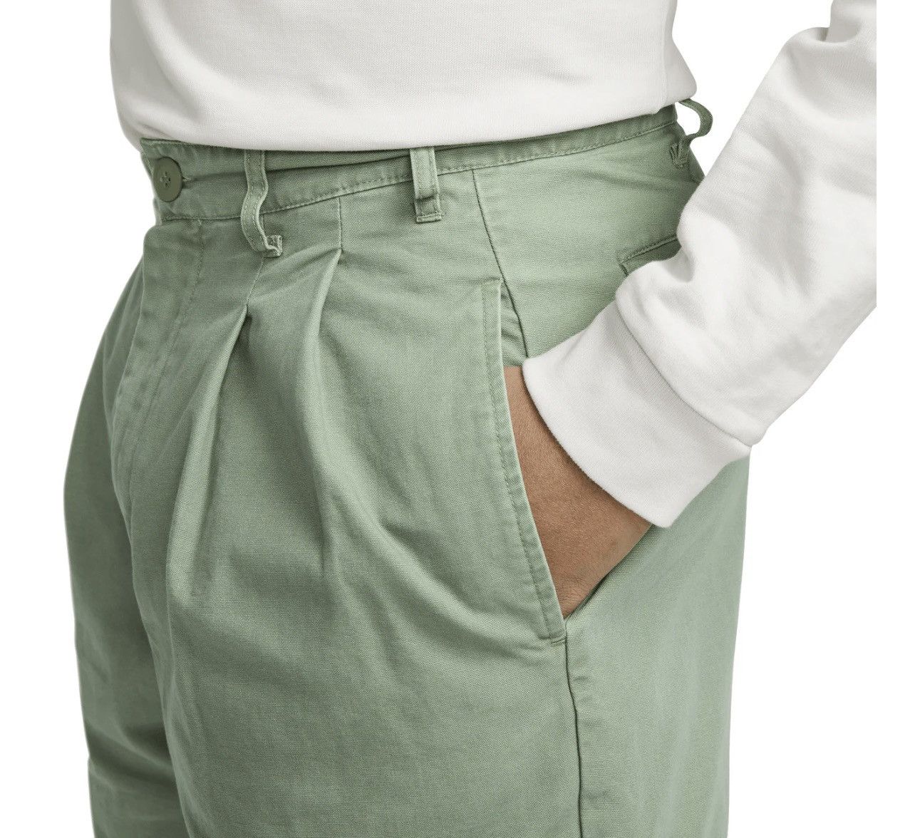 Nike Nike Men's Life Pleated Chino Shorts Oil Green/White Size US 32 / EU 48 - 2 Thumbnail