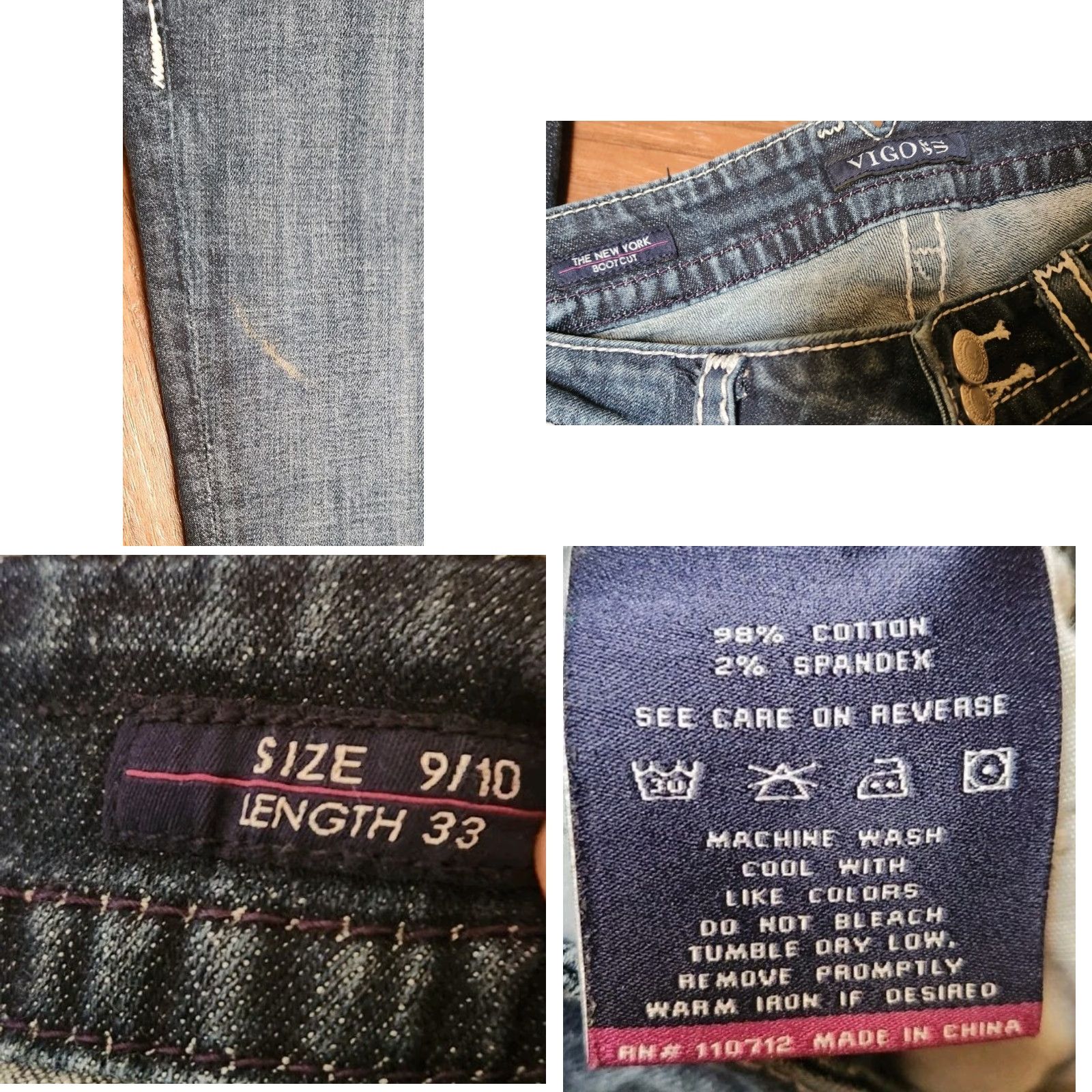 Vintage VIGOSS The New York Bootcut Jeans Women's Size 9/10 Inseam 33" Blue Denim Pants - Jeans, Bootcut, Denim, Women's Size 9/10, 33in Inseam Size 30" / US 8 / IT 44 - 8 Thumbnail