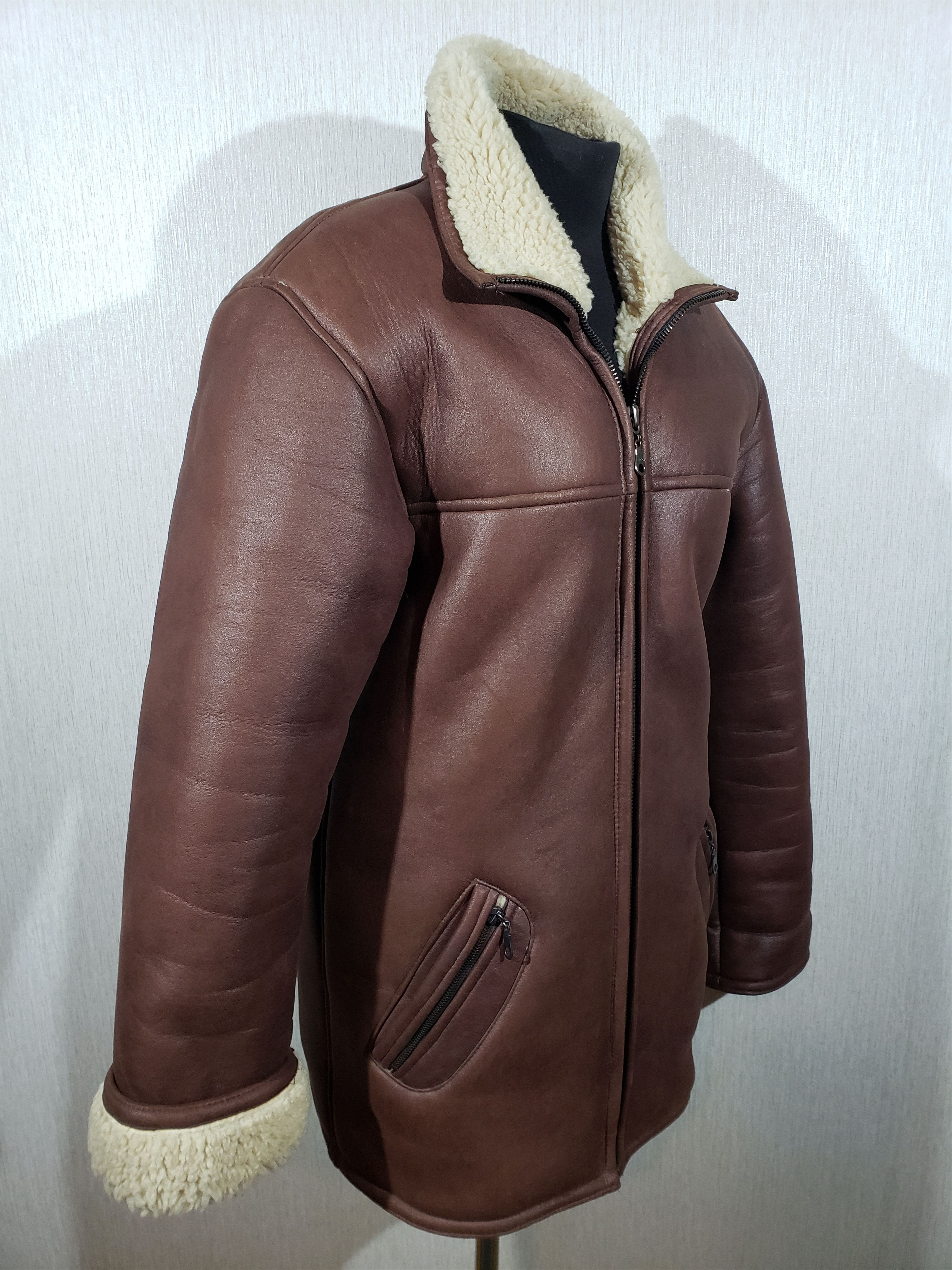 Other Men's brown faux fur sheepskin coat. Size US M / EU 48-50 / 2 - 4 Thumbnail