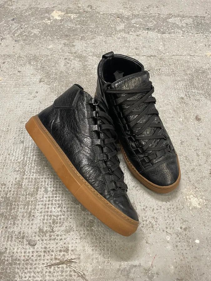 Balenciaga Balenciaga Arena Satin Cracked Leather High Sneakers Size US 7.5 / EU 40-41 - 2 Thumbnail