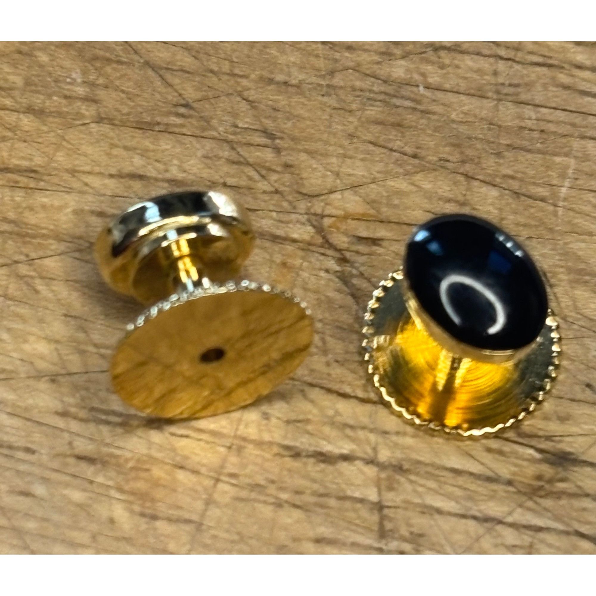 Other Gold & Black Onyx Button Style Cufflinks In Gift Box Size 28 - 3 Thumbnail