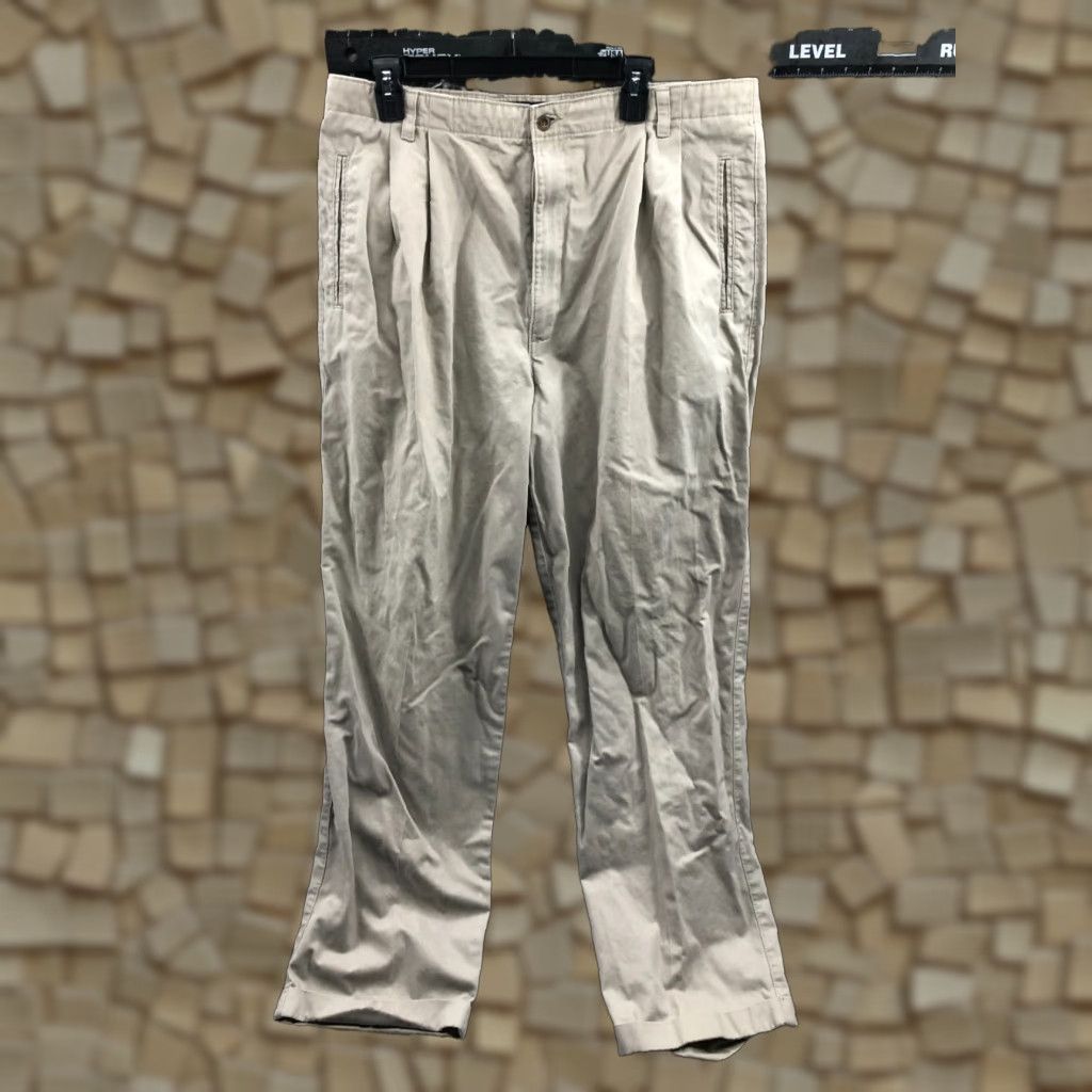 Dockers DOCKERS Pants Chino Slim Straight 38x32 Beige Mens Regular 5-Pocket Flat Front Button Zip Knit Polyester Blend Comfortable Logo Vintage No Size US 38 / EU 54 - 1 Thumbnail