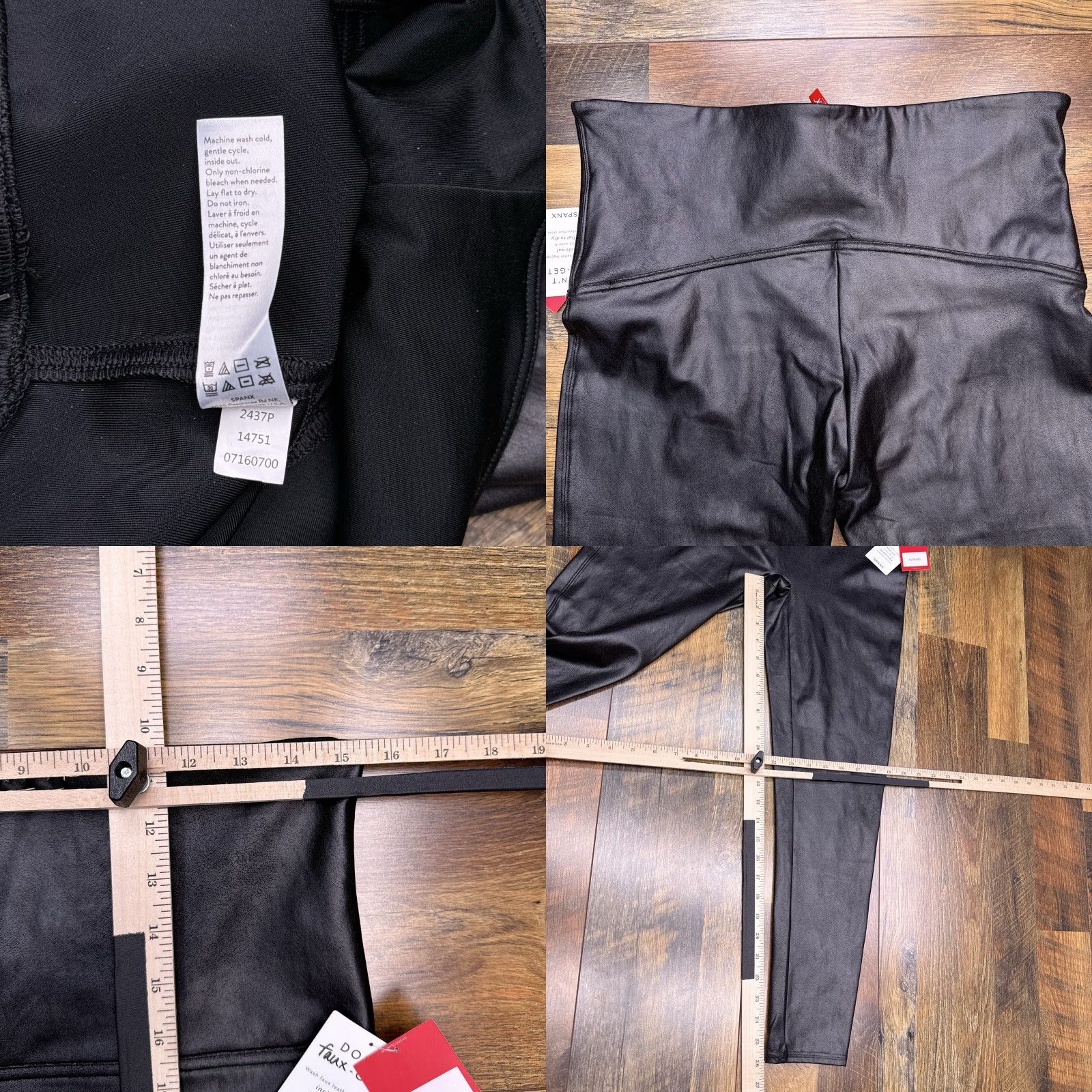 Spanx VINTAGE: No Spanx Leggings Womens 1X Black Faux Leather Shaping Slimming Stretch Ankle 26in Inseam | Black Size 40" / US 18 - 8 Thumbnail