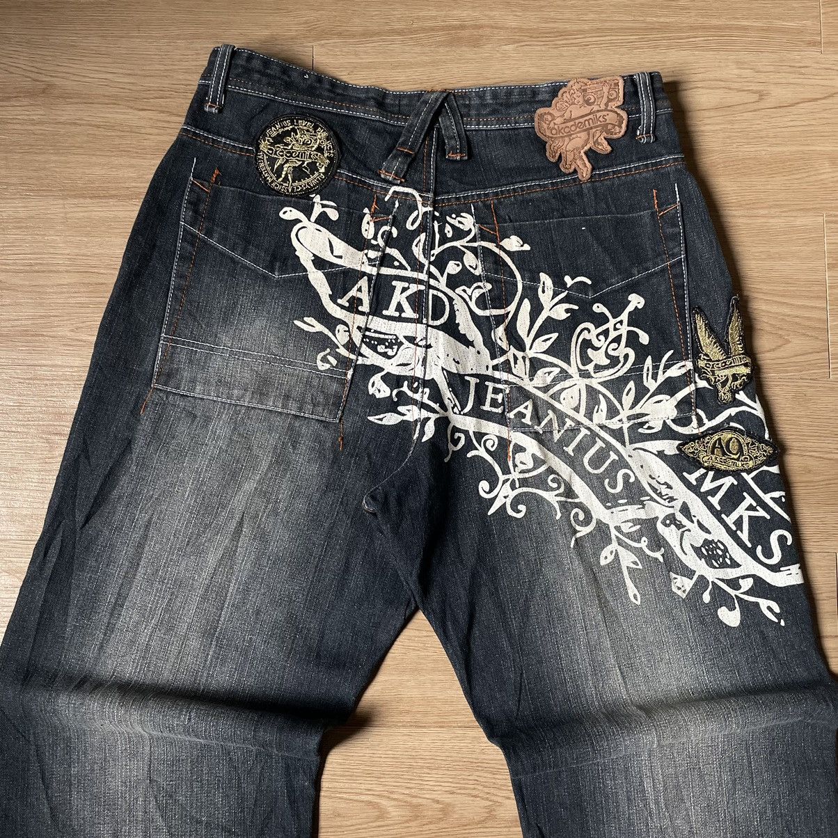 Hysteric Glamour Akademiks Patches Paint Embroidered Jnco Style Baggy Jeans Size US 34 / EU 50 - 17 Thumbnail