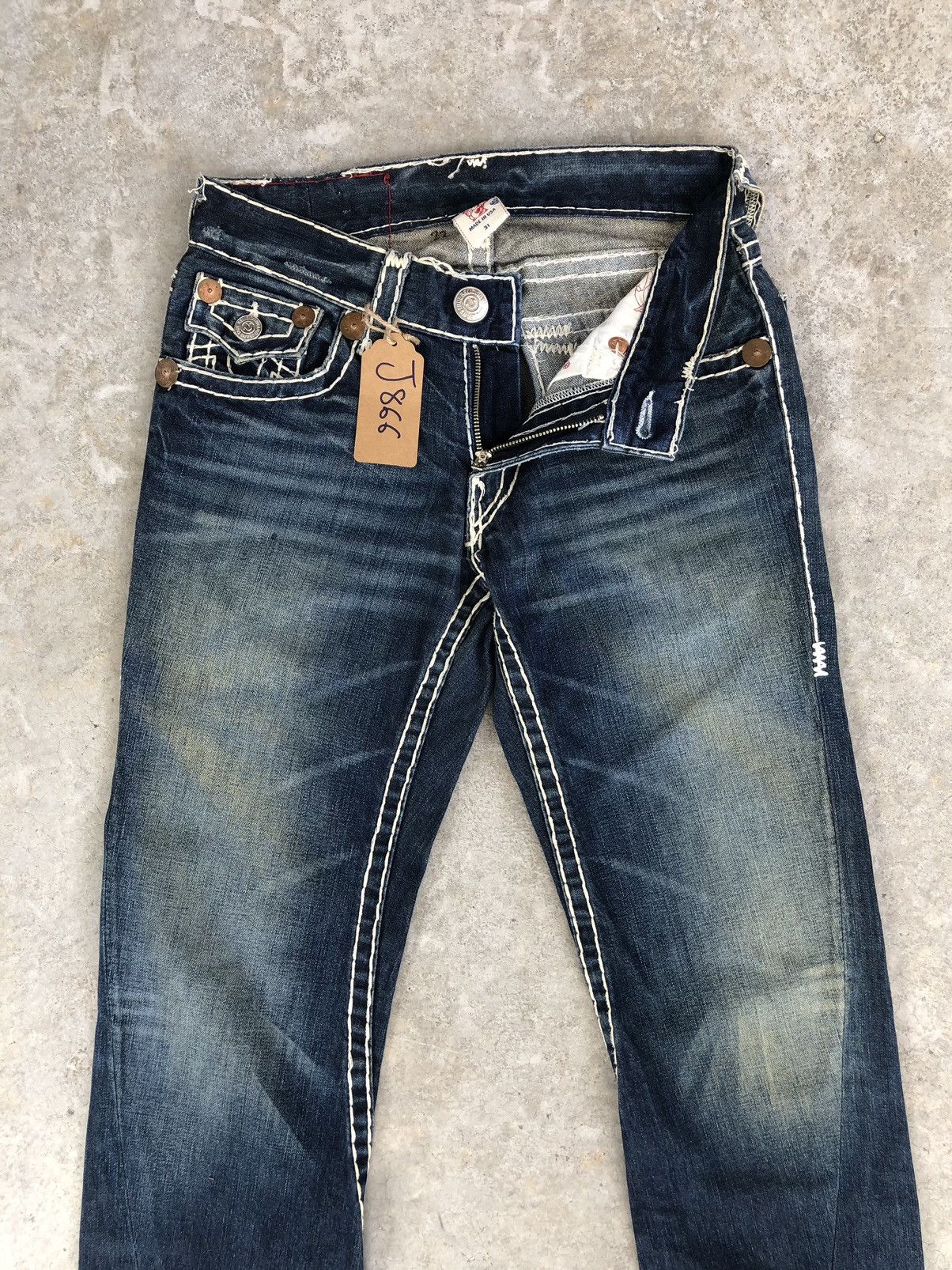 True Religion Vintage True Religion Mini Flared White Stitch Distressed Size US 31 - 4 Thumbnail
