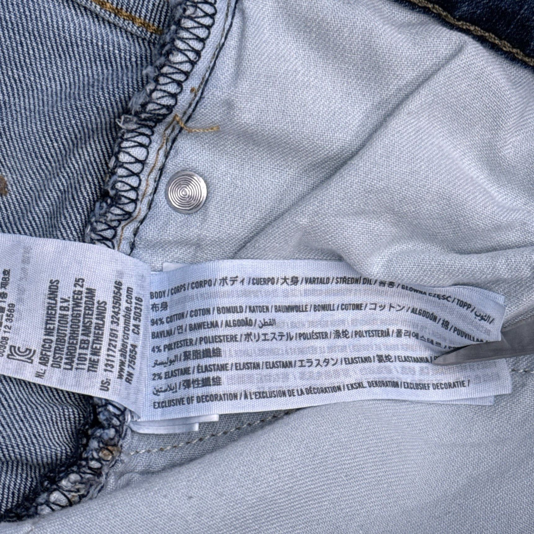 Abercrombie & Fitch Abercrombie & Fitch Mens Skinny Jeans Athletic 32x32 Distressed Stretch Denim Blue 5-Pocket City Leather Logo? Size US 32 / EU 48 - 5 Thumbnail