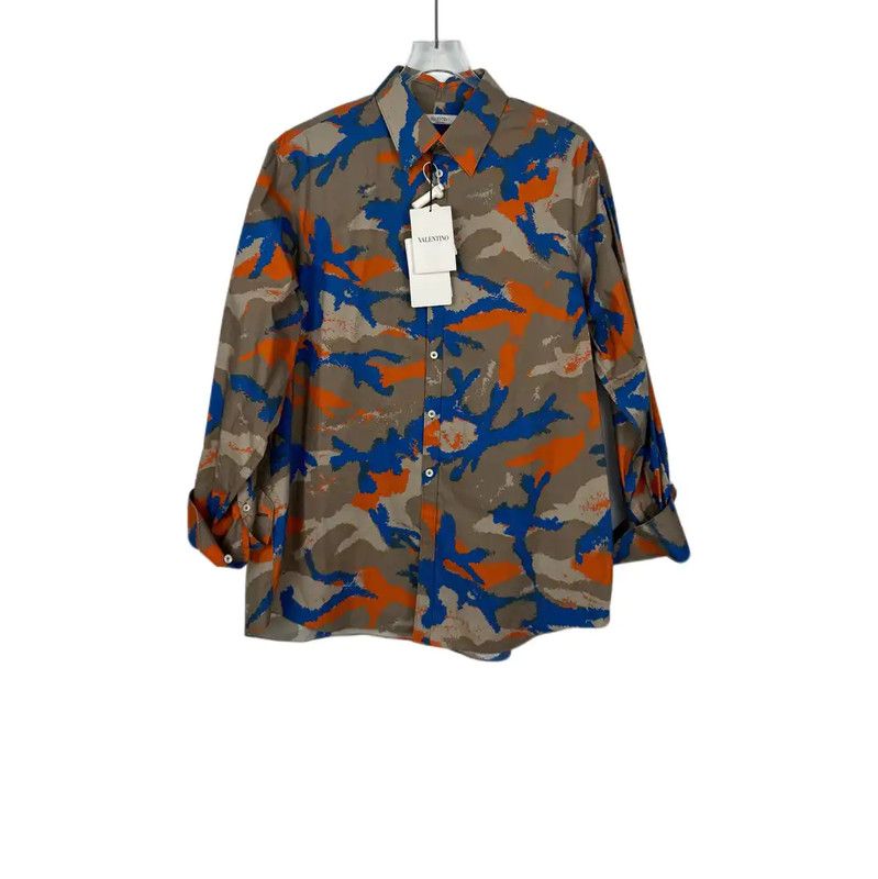 Valentino Gray Camo Cotton Womens Shirt 0089