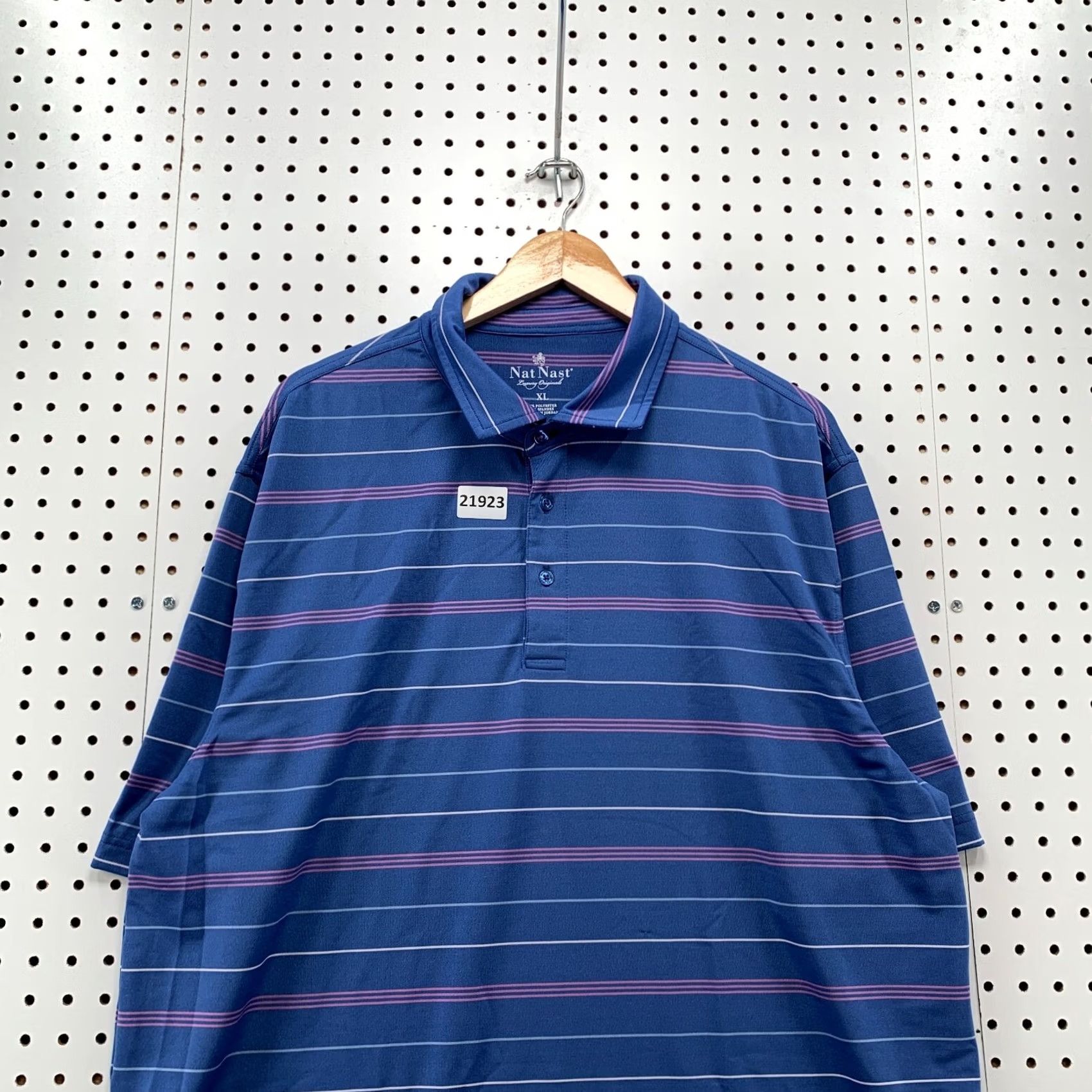 Nat Nast Nat Nast Luxury Originals Polo Shirt Blue Pink Striped MEns XL 25.5x33 Size US XL / EU 56 / 4 - 5 Thumbnail