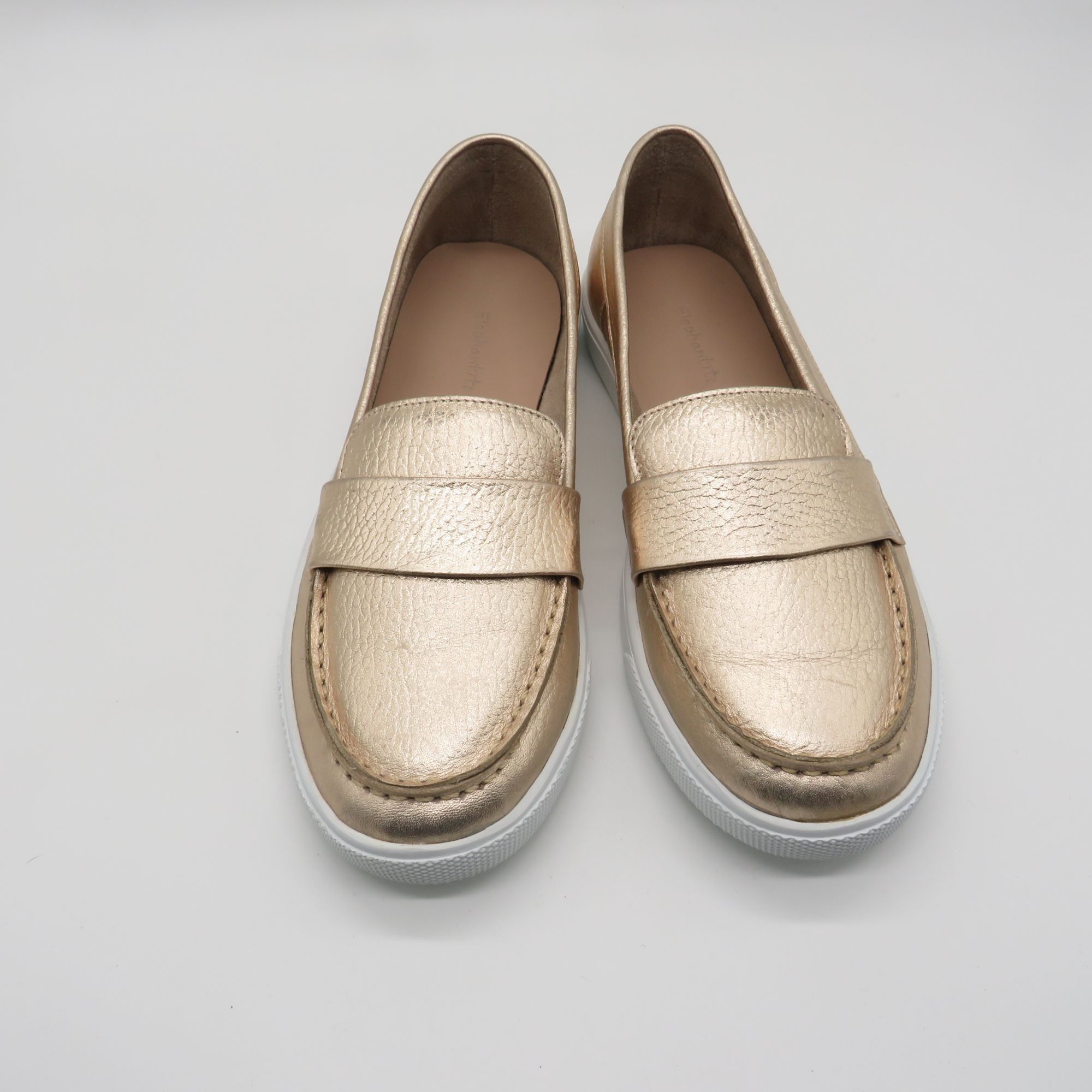 Other Elephantito Women's Metallic Gold Loafers With White Soles 6 Size US 6 / IT 36 - 2 Thumbnail
