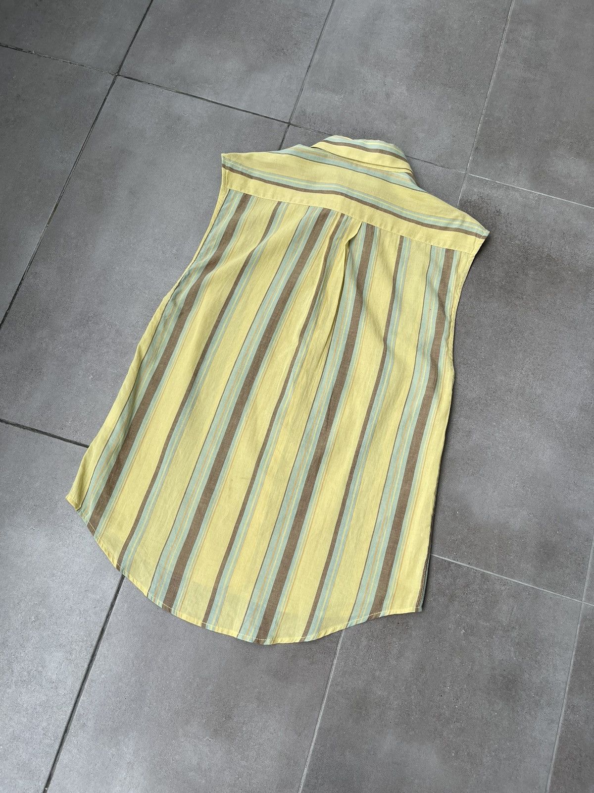 Viktor & Rolf !DS! SS20 Viktor & Rolf Stripe Print Yellow Sleeveless Shirt Size US S / EU 44-46 / 1 - 9 Thumbnail