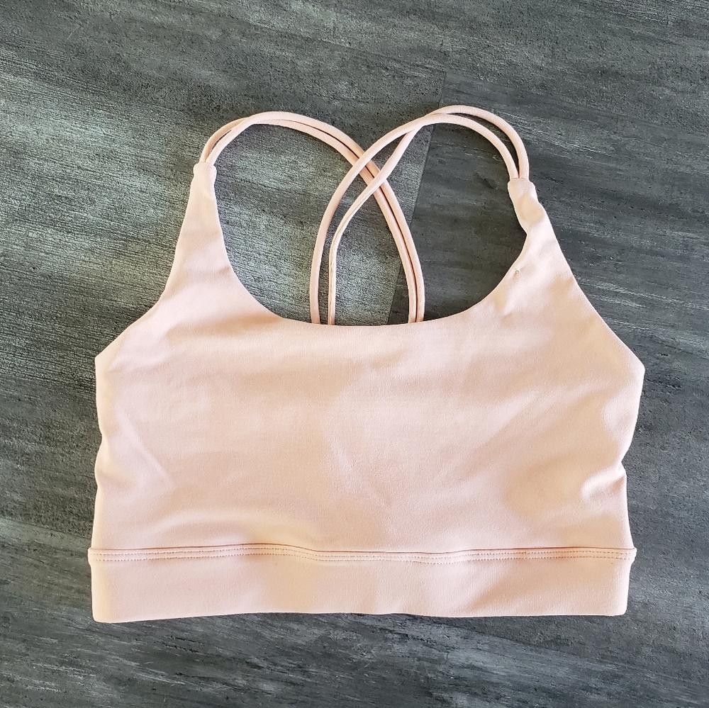 Designer Light Pink Stappy Back Longline Sport Bra Size ONE SIZE - 3 Thumbnail