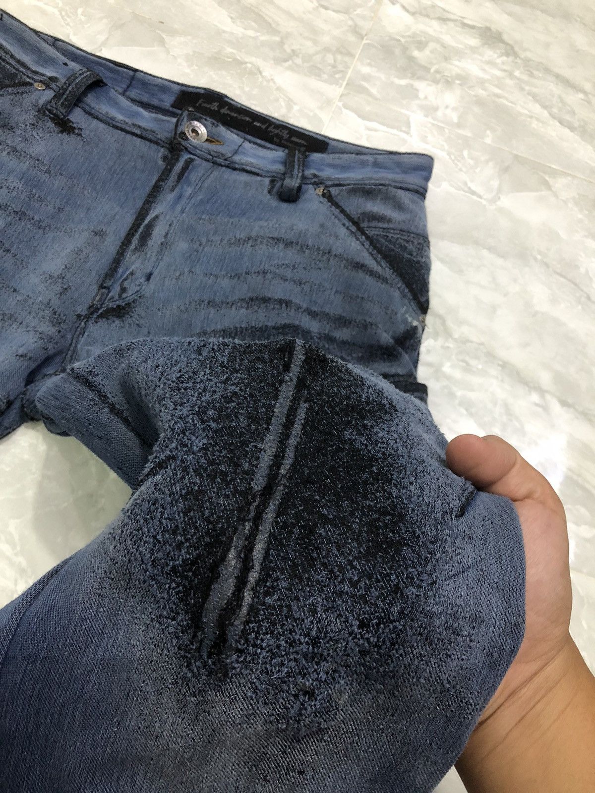 Japanese Brand Fieldcore Japan Work Denim Distressed Art Pants Size US 33 - 4 Thumbnail