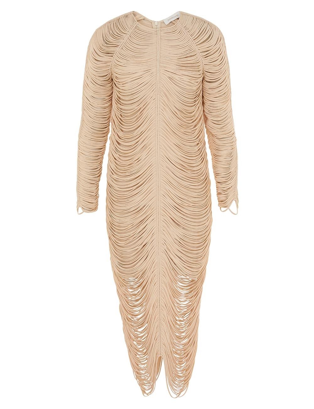 Zimmermann oc11z0925 Pavilion Rouleaux Midi Dress in Beige Size M / US 6-8 / IT 42-44 - 1 Thumbnail