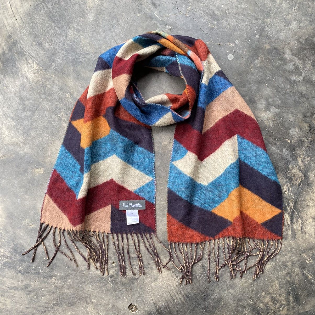 Designer Knit noueltier Colorful Chevron Wool Scarf Size ONE SIZE - 9 Thumbnail