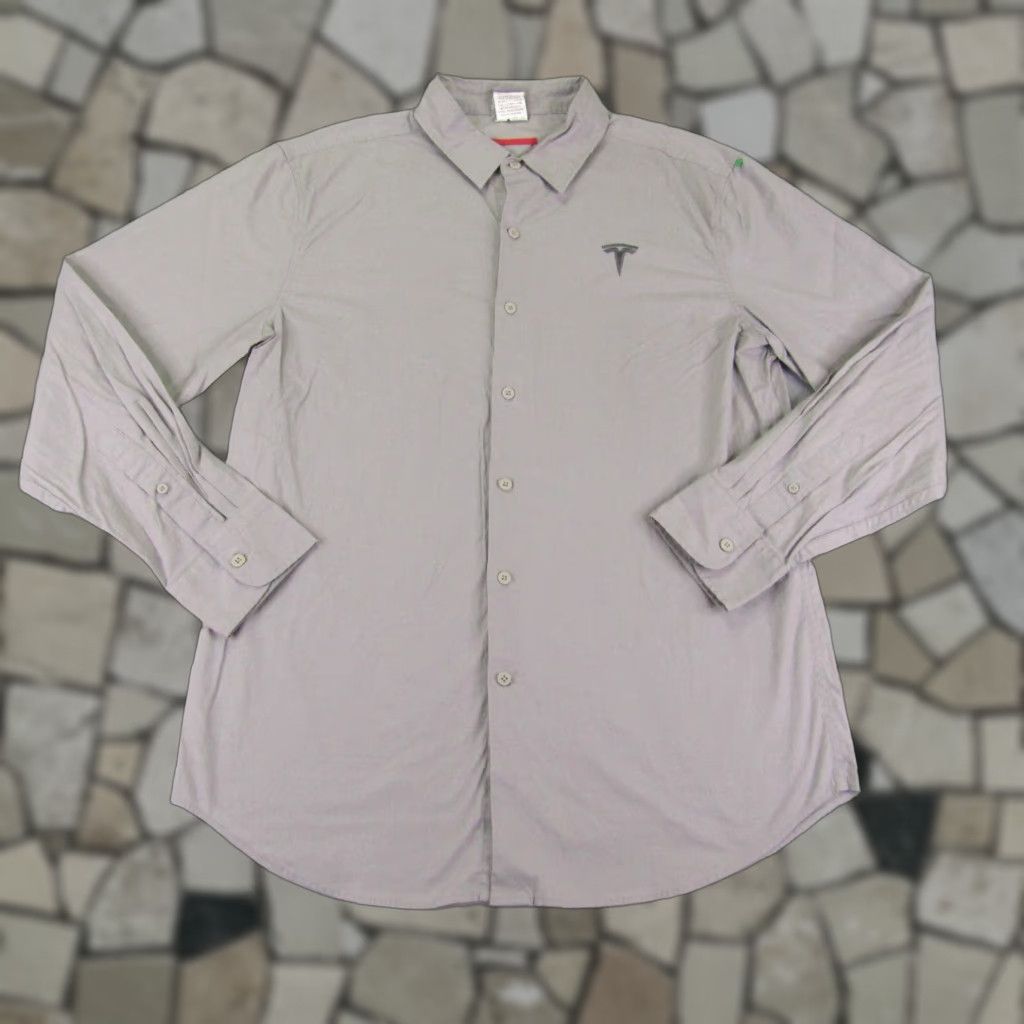 Vintage VINTAGE Tesla Mens Large Gray Button-Up Shirt Cars Long Sleeve Cotton Casual Size US L / EU 52-54 / 3 - 1 Thumbnail