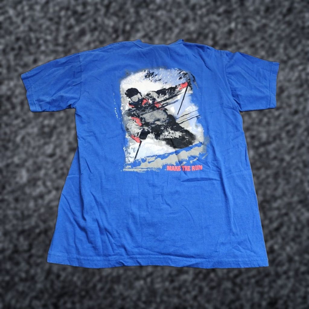 Marlboro Vintage Marlboro Make The Run Ski Pocket Shirt T-Shirt Blue XL Mens 90s Skiing Outdoors Snow Winter Logo Print Size US XL / EU 56 / 4 - 1 Thumbnail