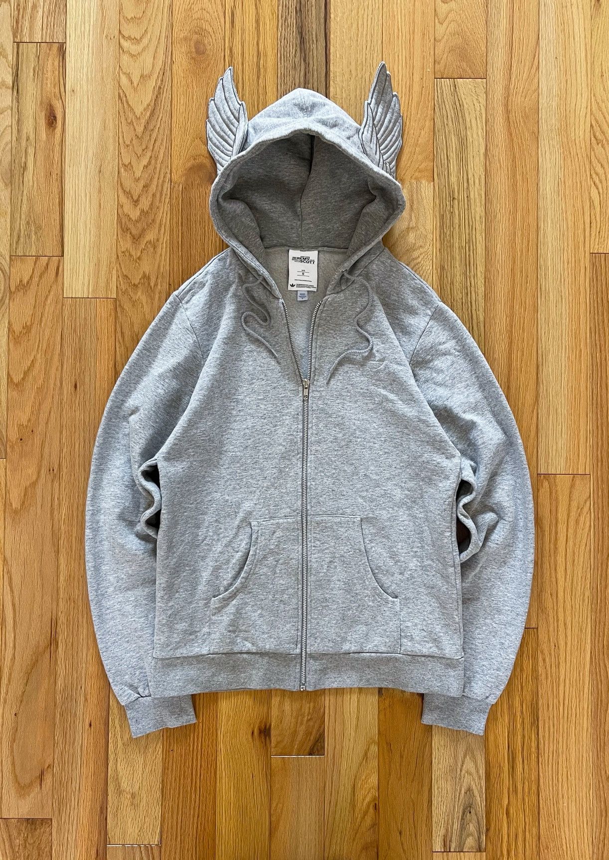 image of Aw2011 Jeremy Scott X Adidas Zip Up Wings Hoodie in Grey, Men's (Size Small)