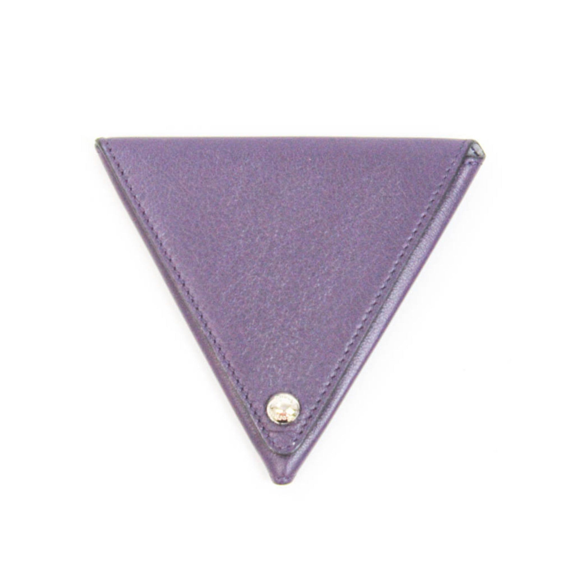 image of Loewe Triangle Men,women Leather Coin Purse/coin Case Purple in Black, Women's