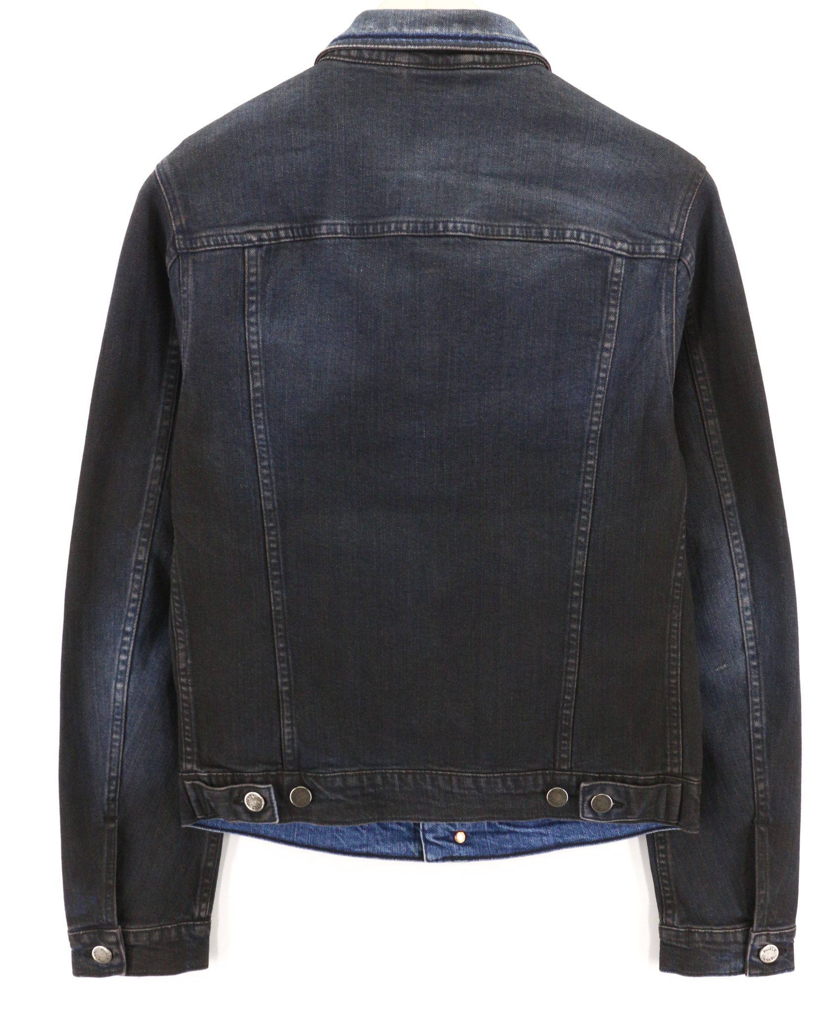 Nudie Jeans PERRY S Denim Black On Blue Buttoned Logo Jacket 80748 Size US S / EU 44-46 / 1 - 2 Thumbnail