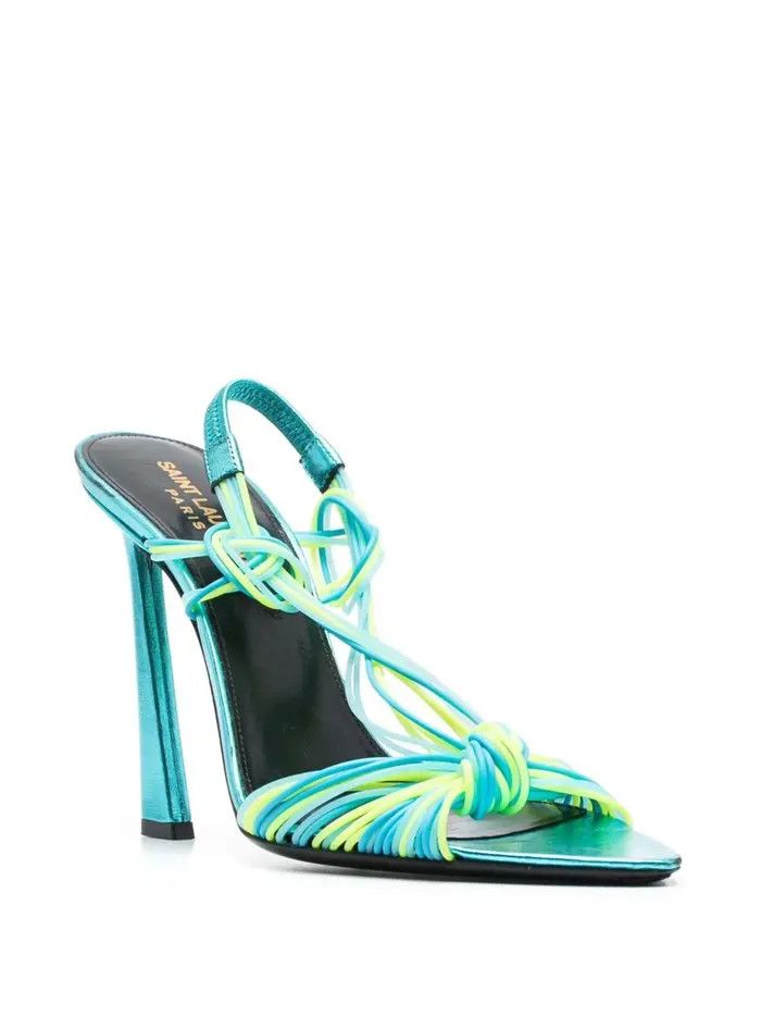 Saint Laurent Paris o1b1hav111224 Pool Sandals Tpu Metallized Leather Multicolor Size US 12 / IT 42 - 2 Thumbnail