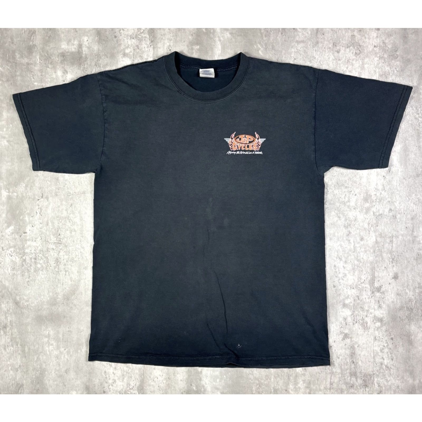 Gildan VINTAGE Motorcycle Engine Biker Flame T Shirt Men L Black Gildan Crew Neck Short Sleeve Graphic Print Size US L / EU 52-54 / 3 - 2 Thumbnail