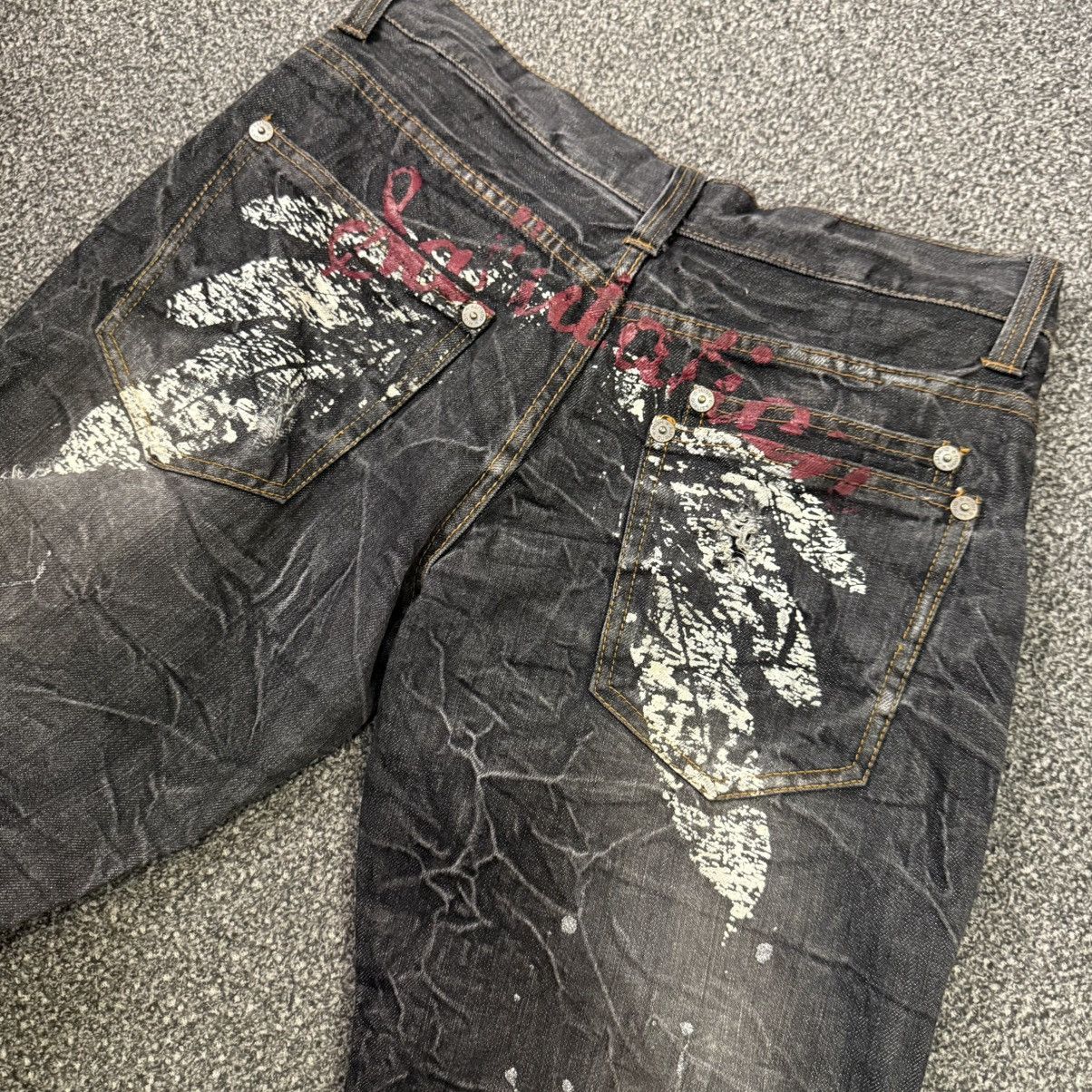 Le Grande Bleu (L.G.B.) 🔥🇯🇵 Y2K Archive Flared Glitter Paint Splatter Nylous Denim Size US 32 / EU 48 - 9 Thumbnail