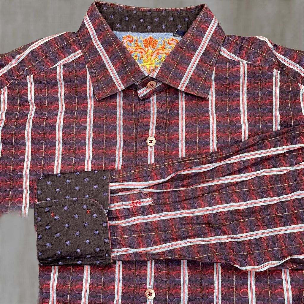 Robert Graham Robert Graham Shirt Mens Large Multicolor Stripe Classic Fit Long Sleeve Cotton Shirt Size US L / EU 52-54 / 3 - 1 Thumbnail
