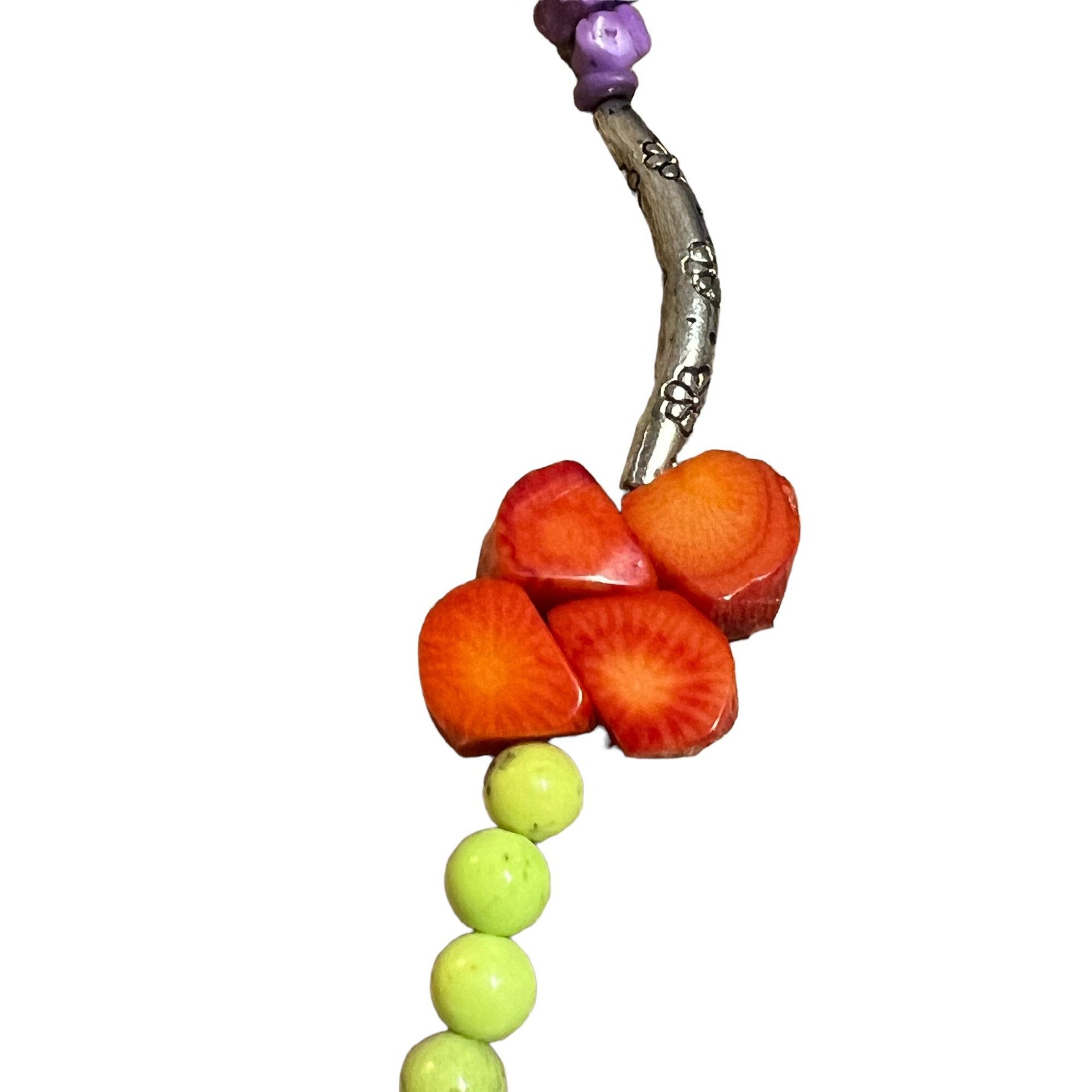 Other Sterling Silver Necklace Turquoise Coral Chips Bright Purple Size ONE SIZE - 3 Thumbnail