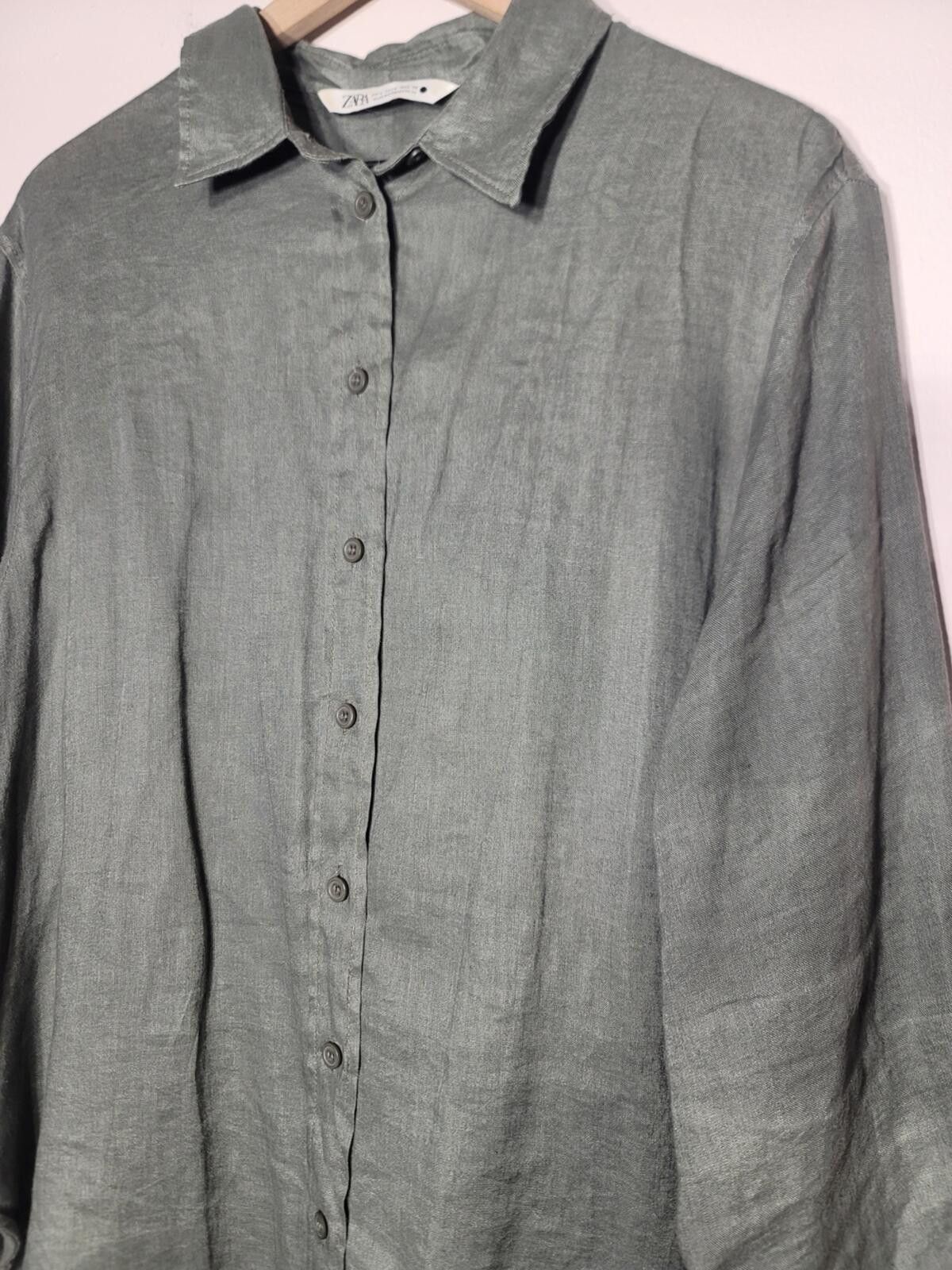 Zara Zara Linen Oversized Shirt Coastal Minimal Sz L Quiet Lux Size L / US 10 / IT 46 - 5 Thumbnail