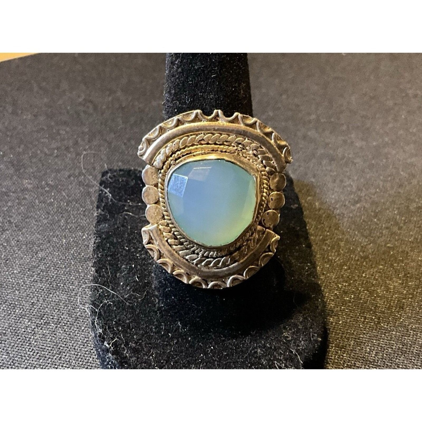 Other Tested as 925 Silver Aqua Chalcedony Faceted Cut Size 8 Size ONE SIZE - 1 Thumbnail