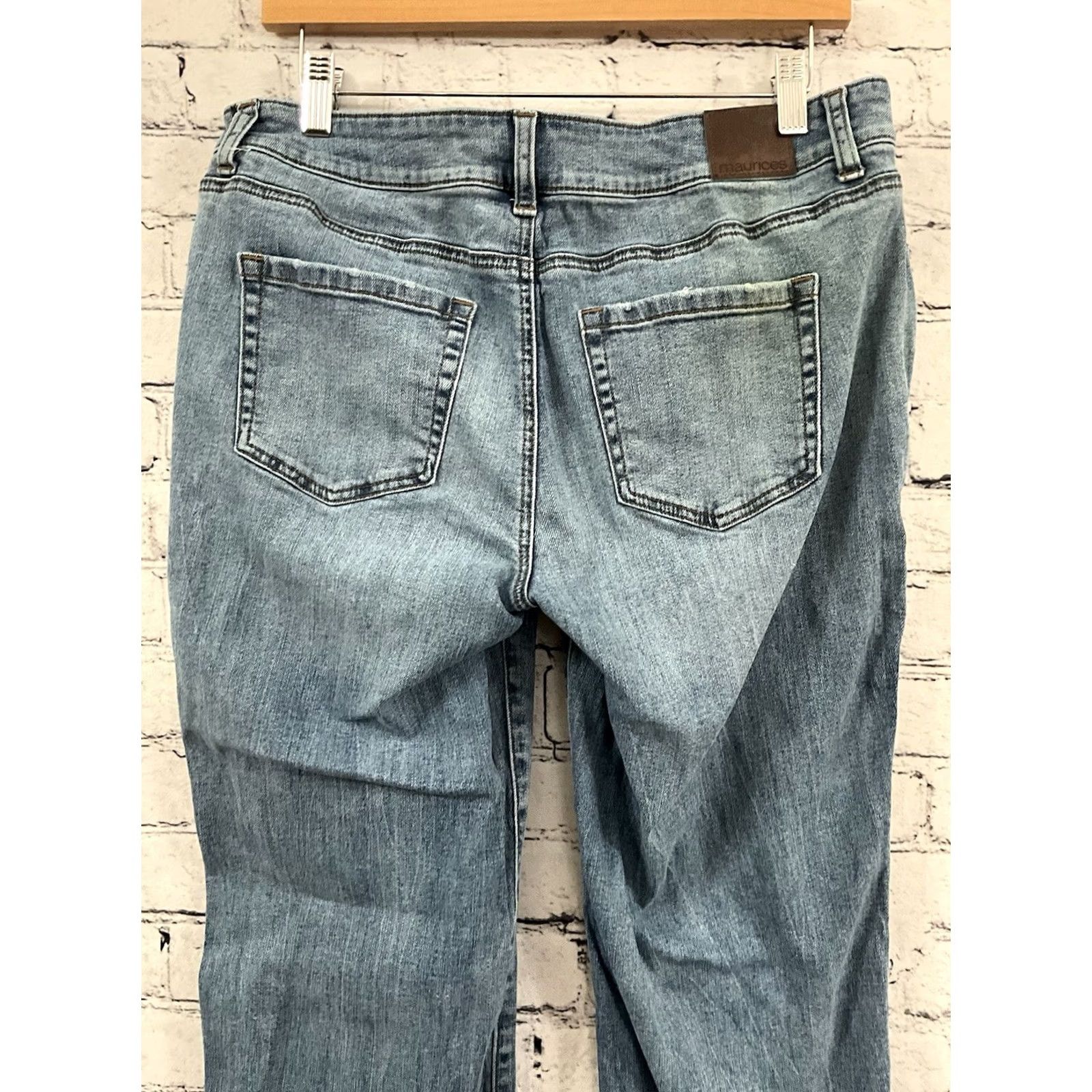Vintage Maurice's Jeans 12 REG Women's Mid Rise Straight Leg Blue Denim 5-Pocket Zipper Button Cotton Blend Stretch Size 34" / US 12 / IT 48 - 4 Thumbnail