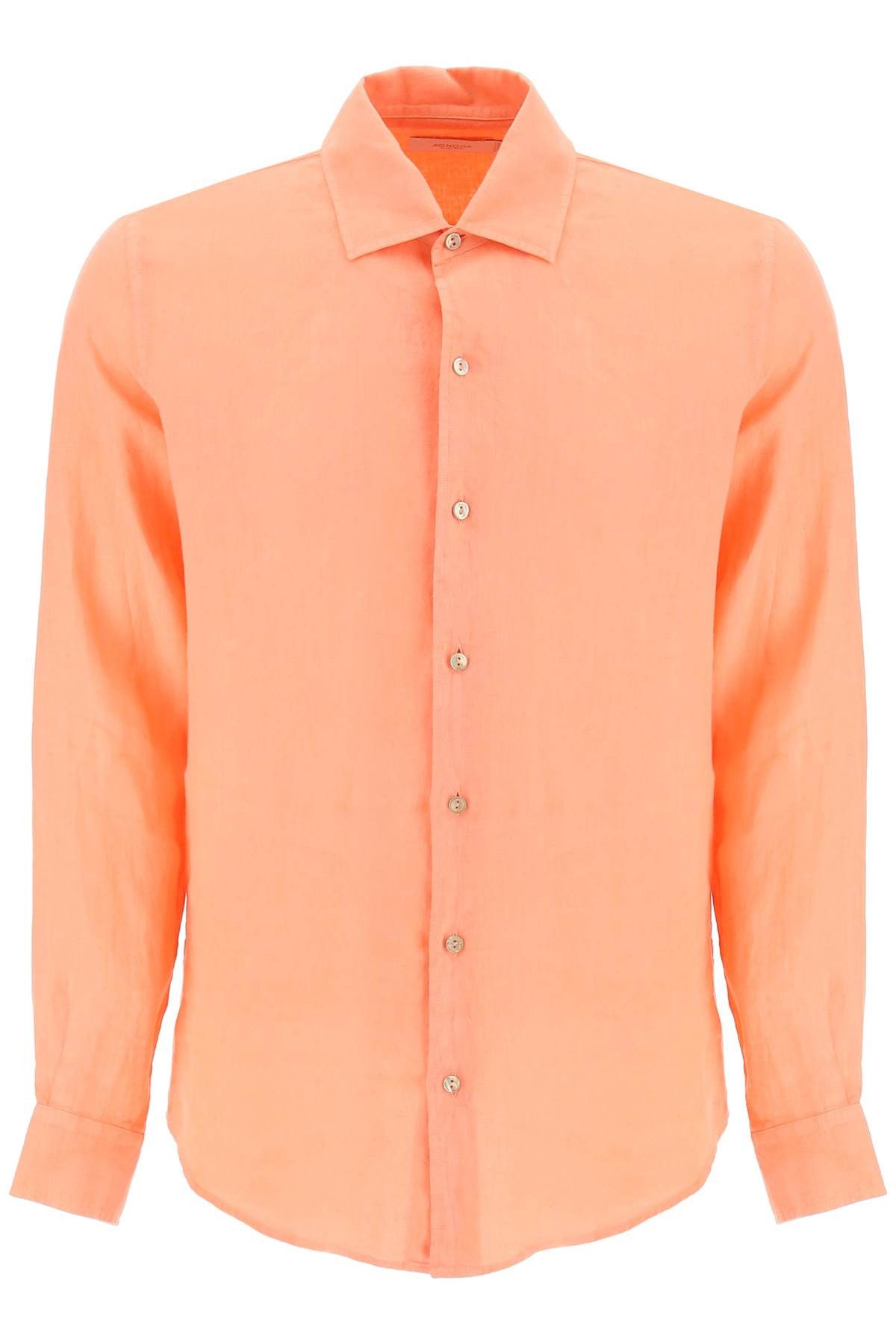image of Agnona Classic Linen Shirt in Coral, Men's (Size Medium)