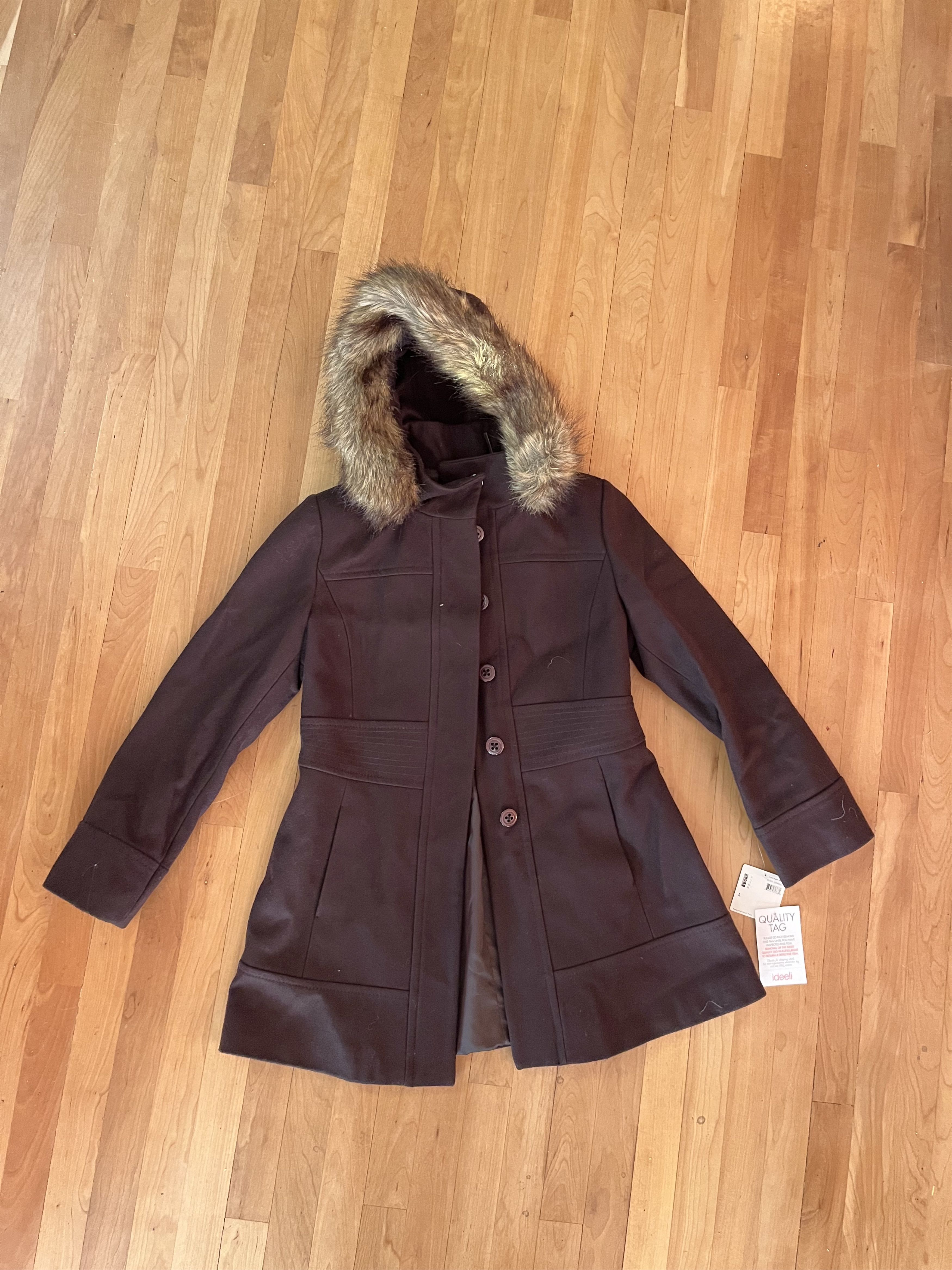 Esprit Wool Blend Hooded Coat Size L / US 10 / IT 46 - 1 Thumbnail