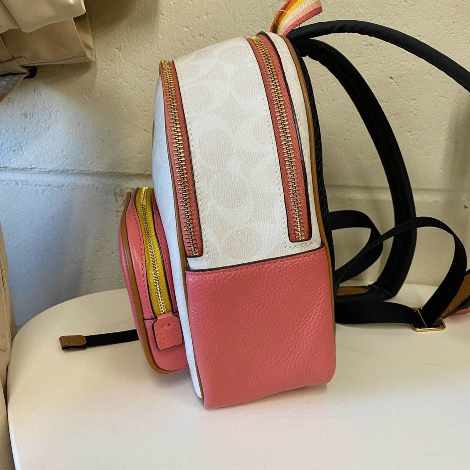 Coach Coach C8257 Mini Court Backpack In Sig Canvas In Chalk/Taffy Size ONE SIZE - 2 Thumbnail