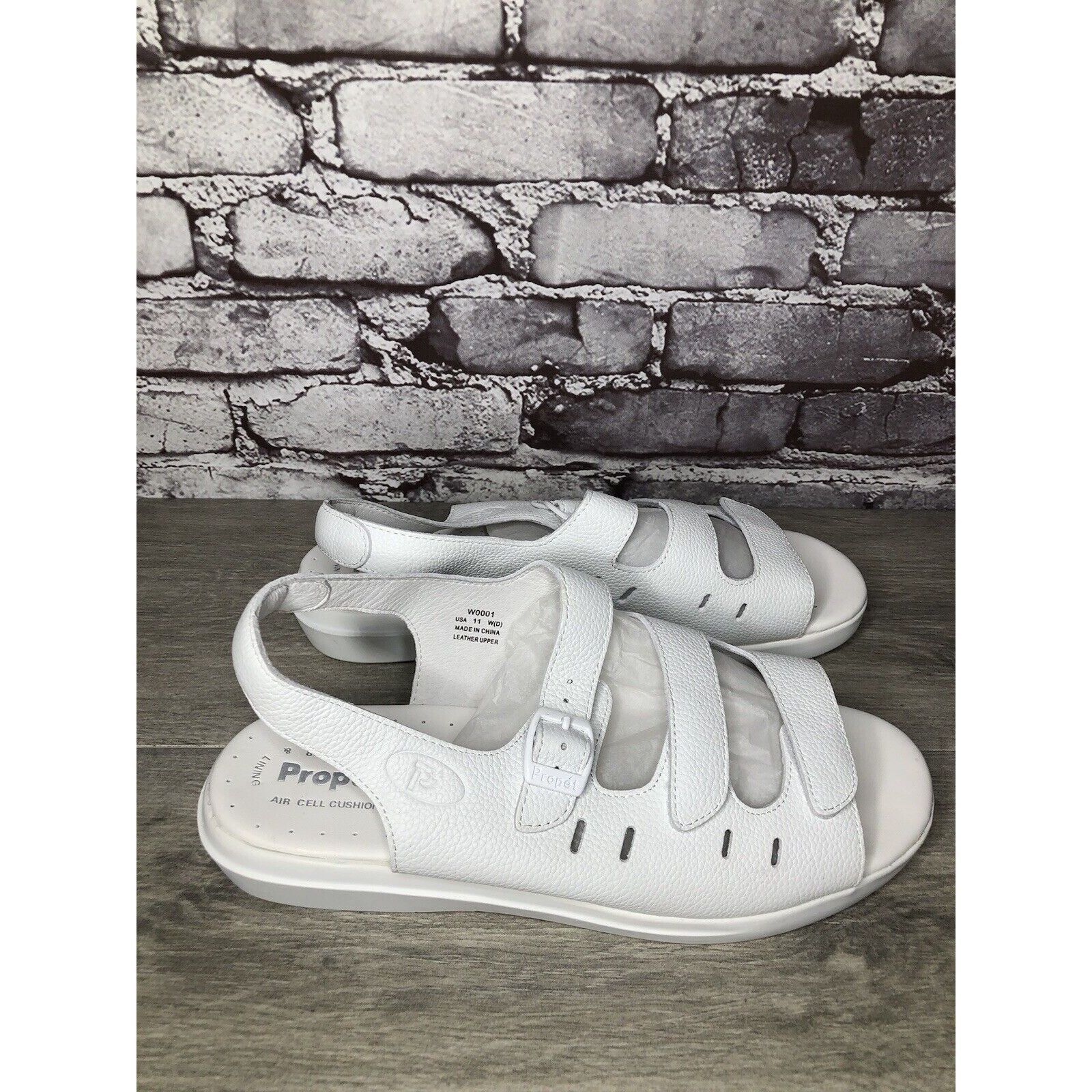 Other Propet Cell Cushion White Leather Triple Strap Wedge Sandals Size US 11 / IT 41 - 22 Thumbnail