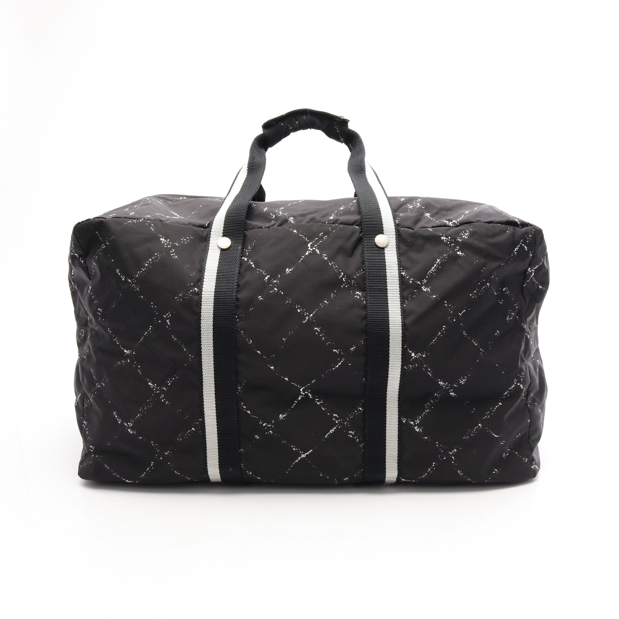 Chanel Chanel Old Travel Line Boston Bag Nylon Black White Silver Hardware Size ONE SIZE - 1 Thumbnail