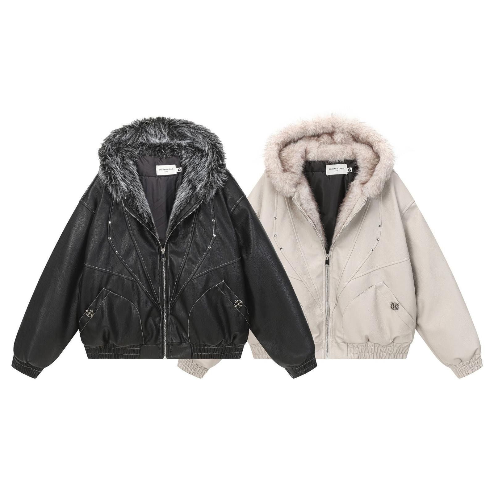 Japanese Brand Black Faux Leather Bomber Jacket with Fur Collar Size US M / EU 48-50 / 2 - 5 Thumbnail