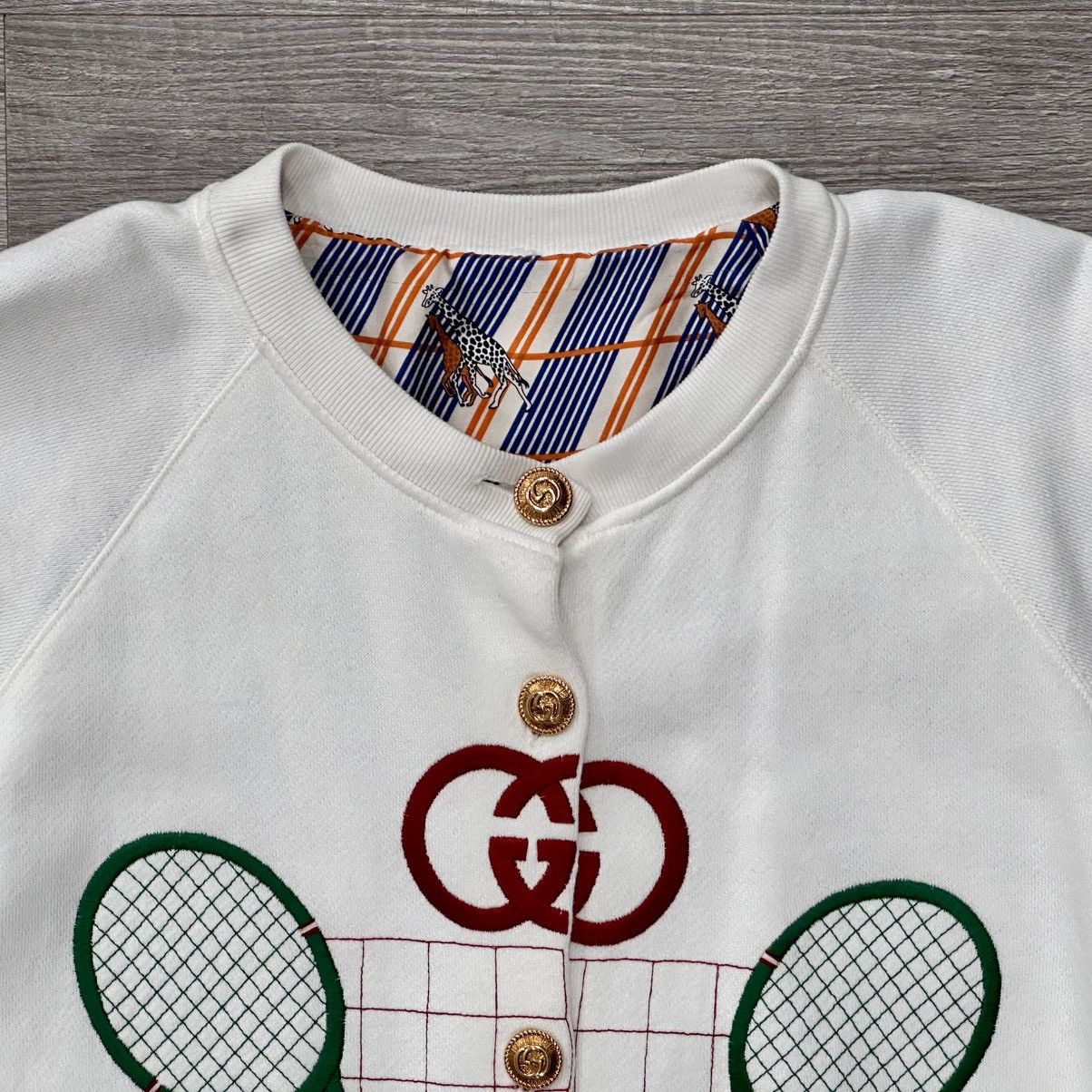 Gucci GUCCI REVERSIBLE GIRAFFE TENNIS EMBROIDERED CARDIGAN SIZE M Size M / US 6-8 / IT 42-44 - 2 Thumbnail